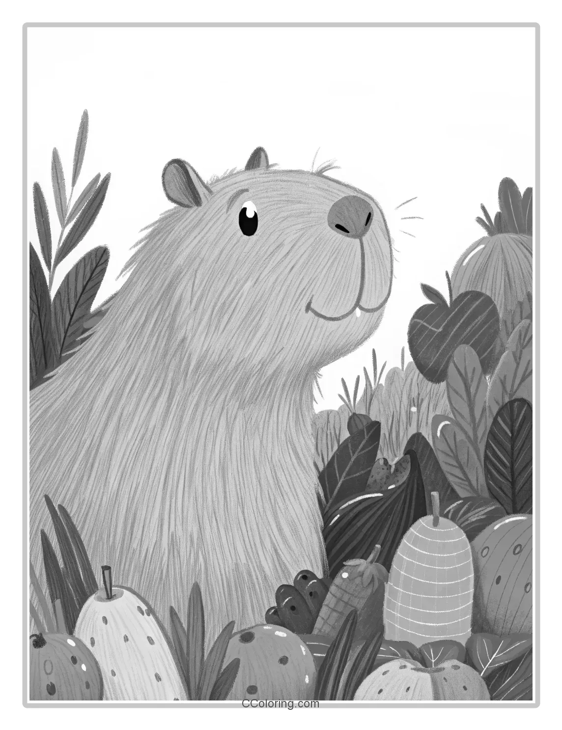 A capybara coloring pages garden of vegetables
