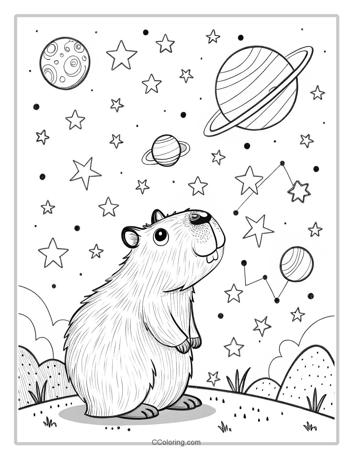 A capybara coloring pages planets
