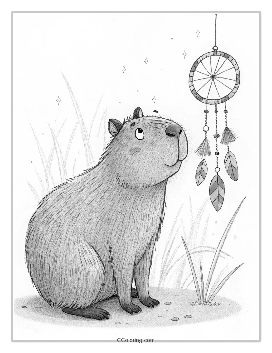A capybara with coloring pages wind chime
