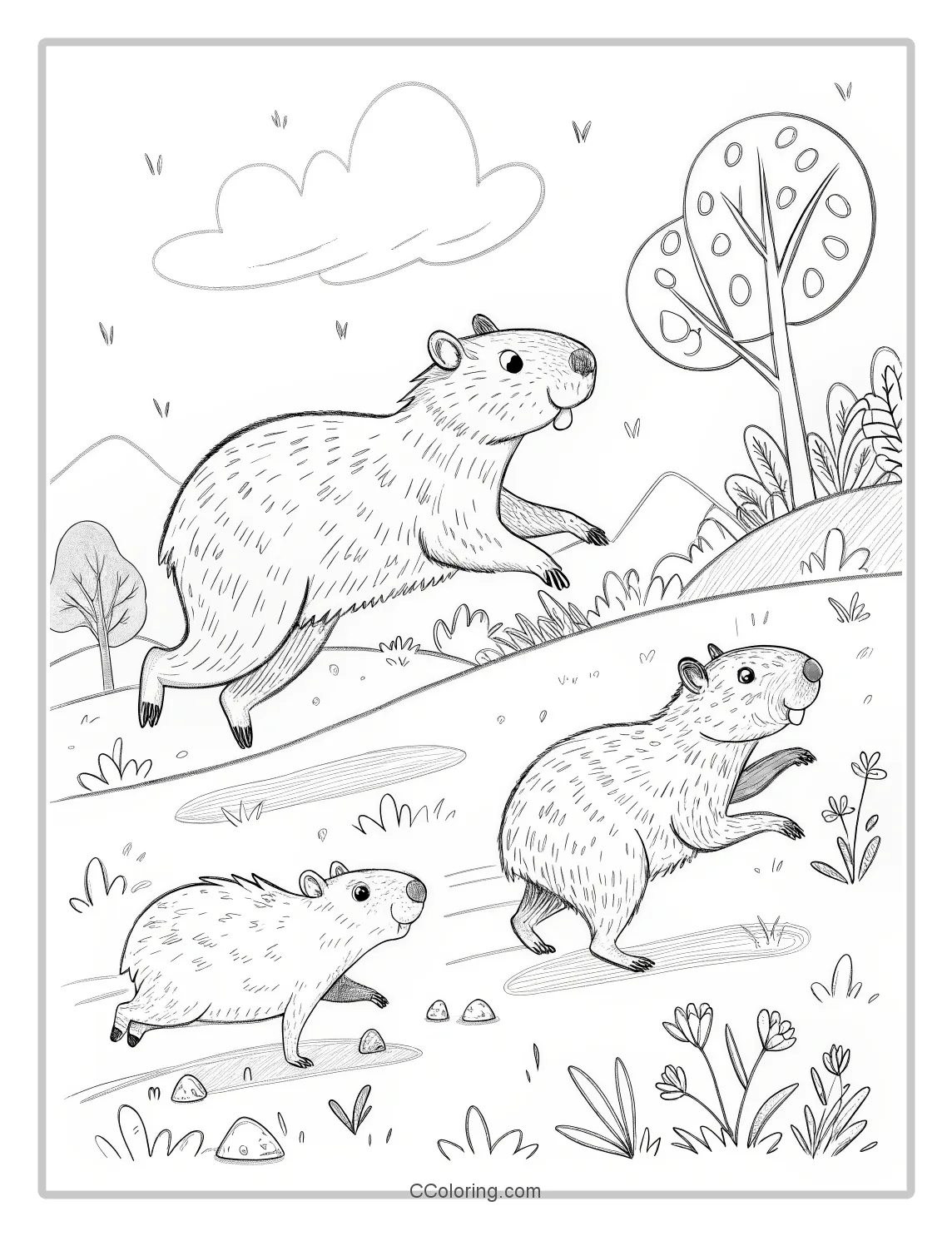 Capybara Coloring Pages with Dynamic Movement