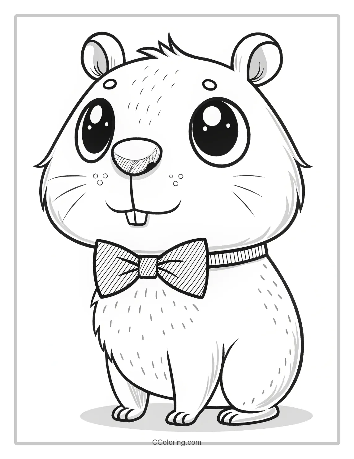Capybara coloring pages and a tiny bow tie