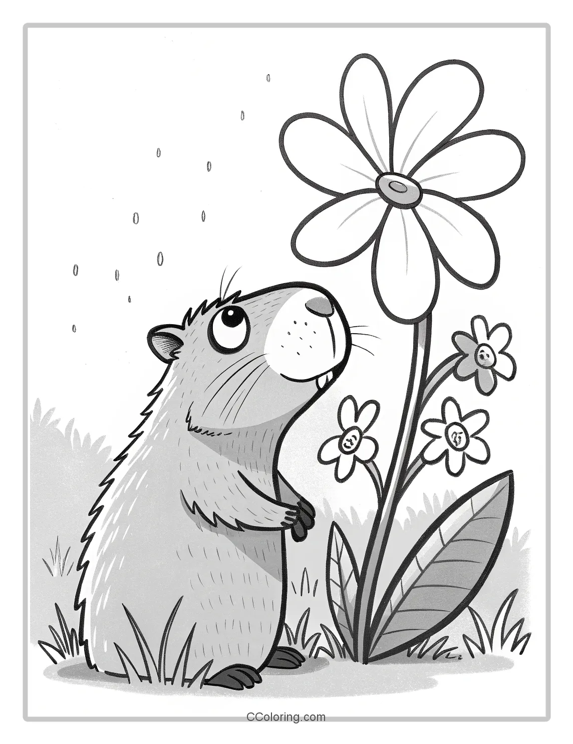 Capybara coloring pages by flower