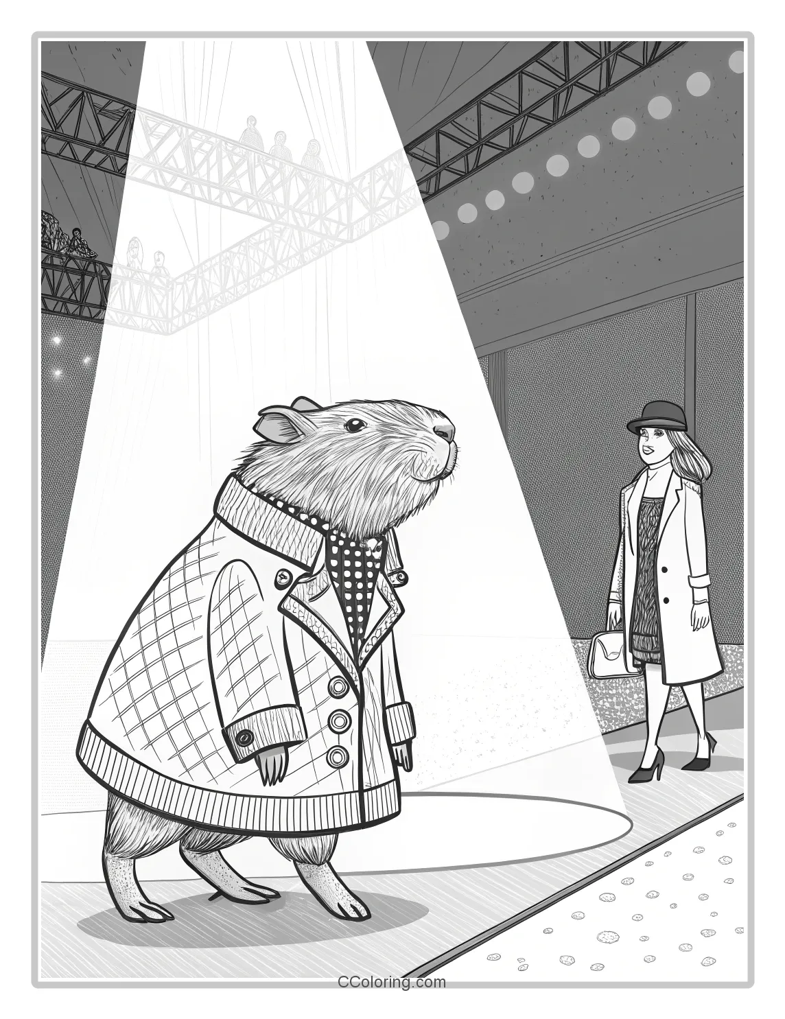 Capybara coloring pages in a Fashion Show