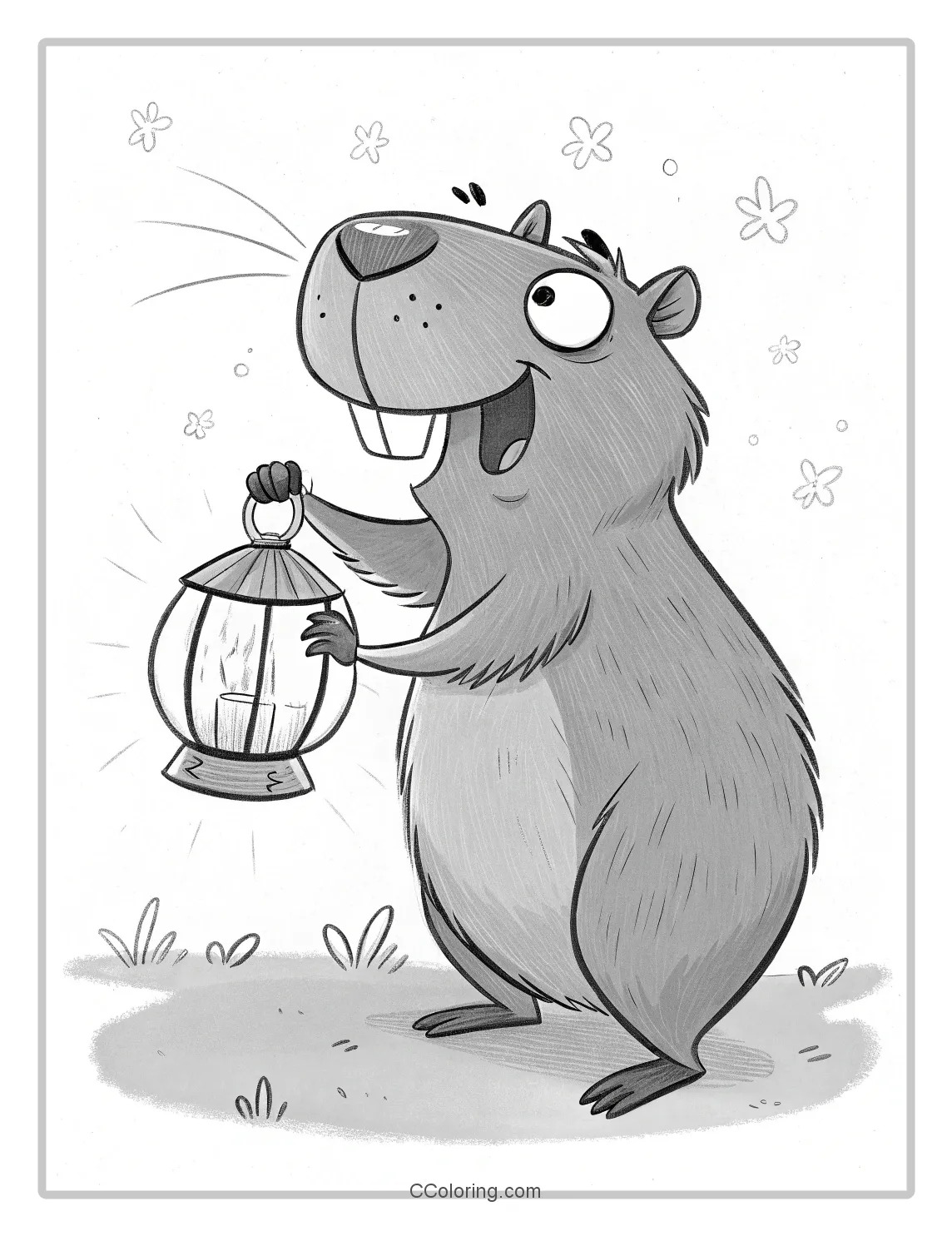 Capybara coloring pages lantern