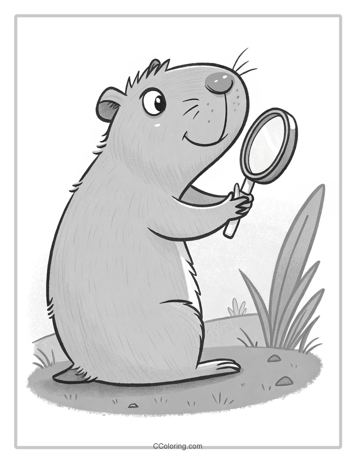 Capybara coloring pages magnifying glass