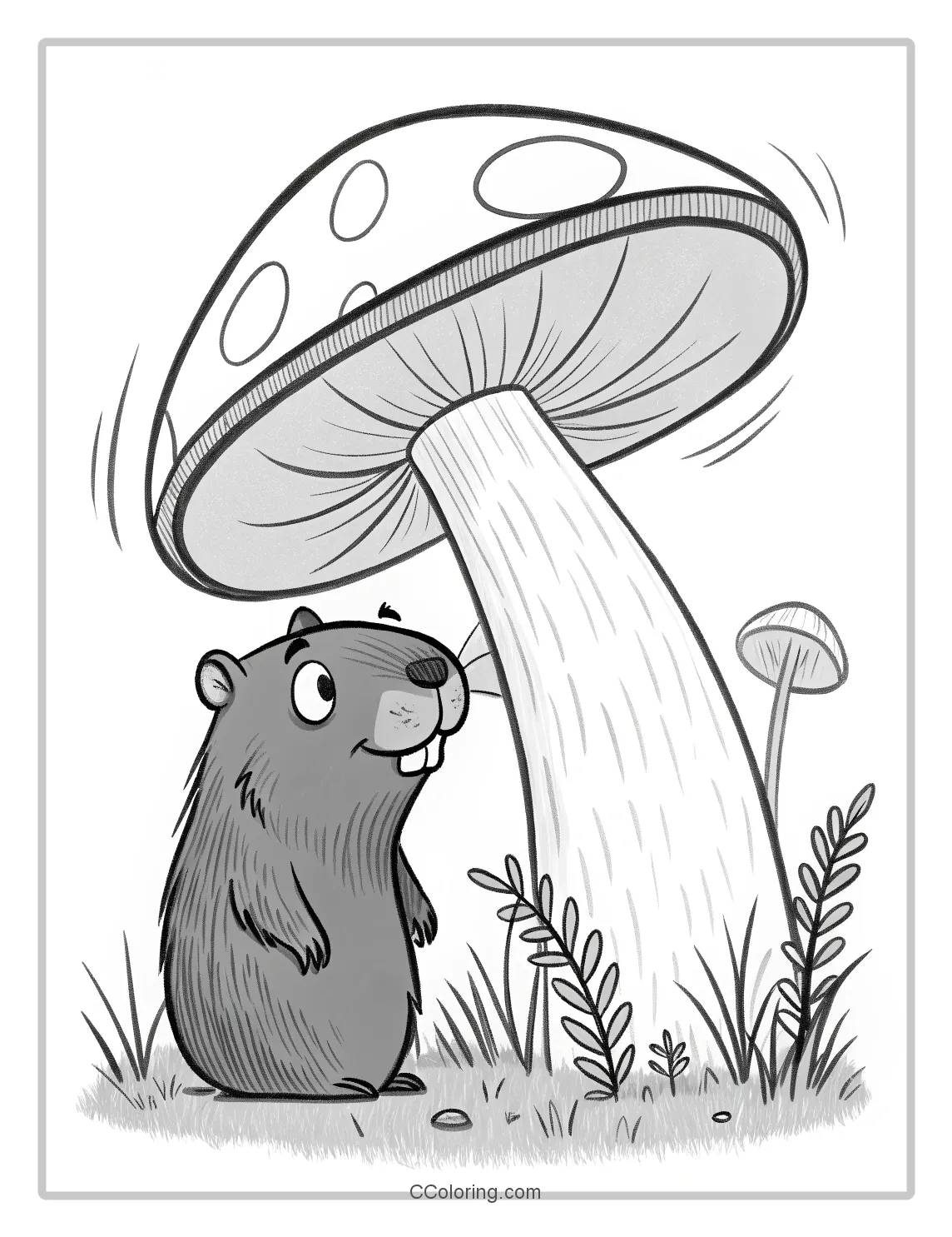 Capybara coloring pages mushroom