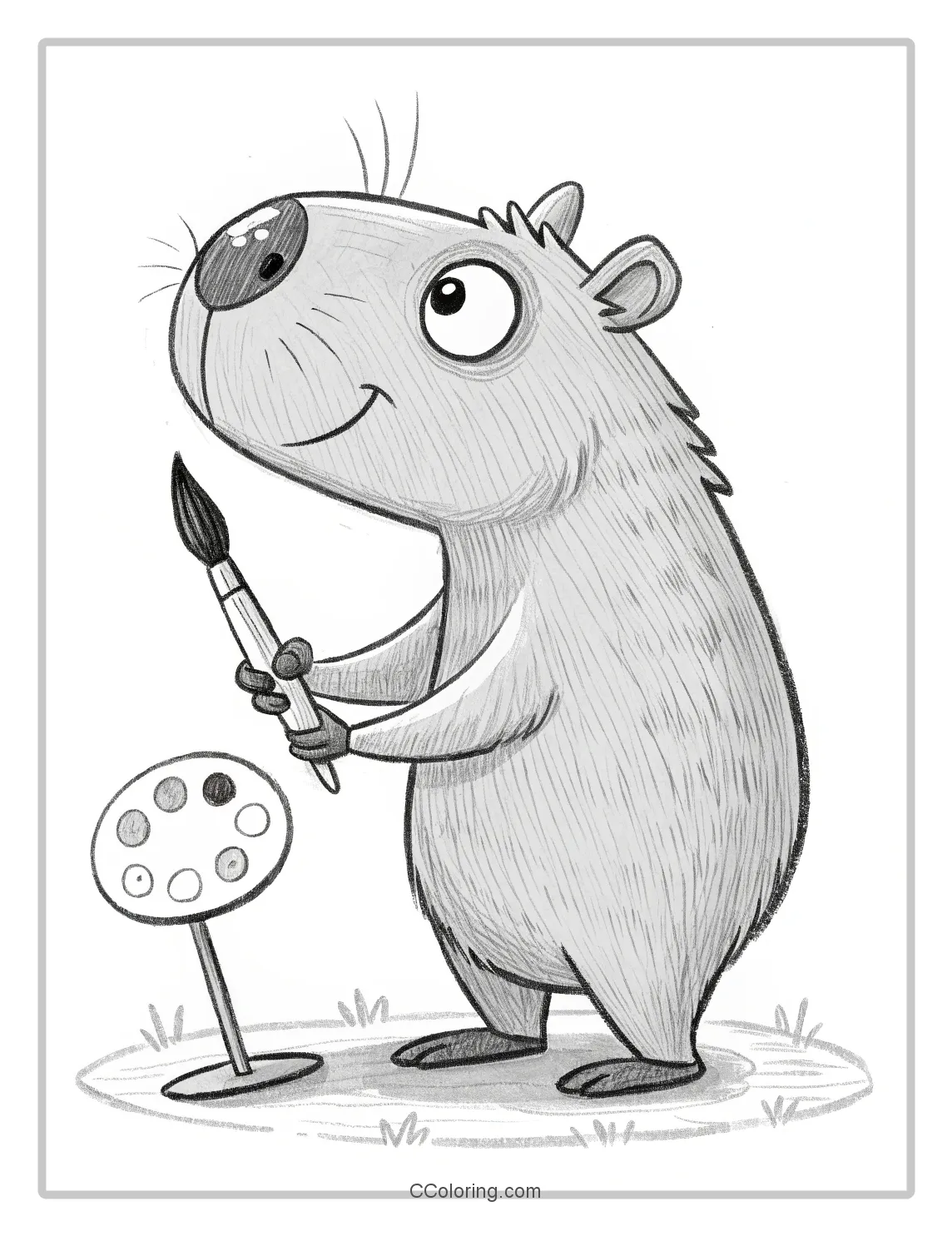 Capybara coloring pages outlined paintbrush