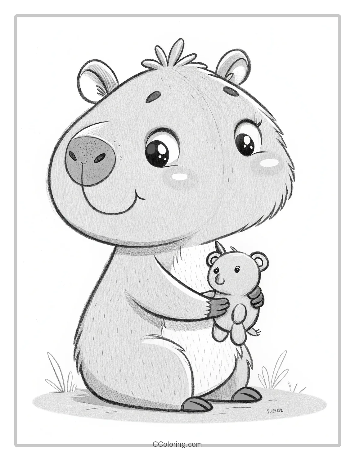 Capybara coloring pages teddy bear