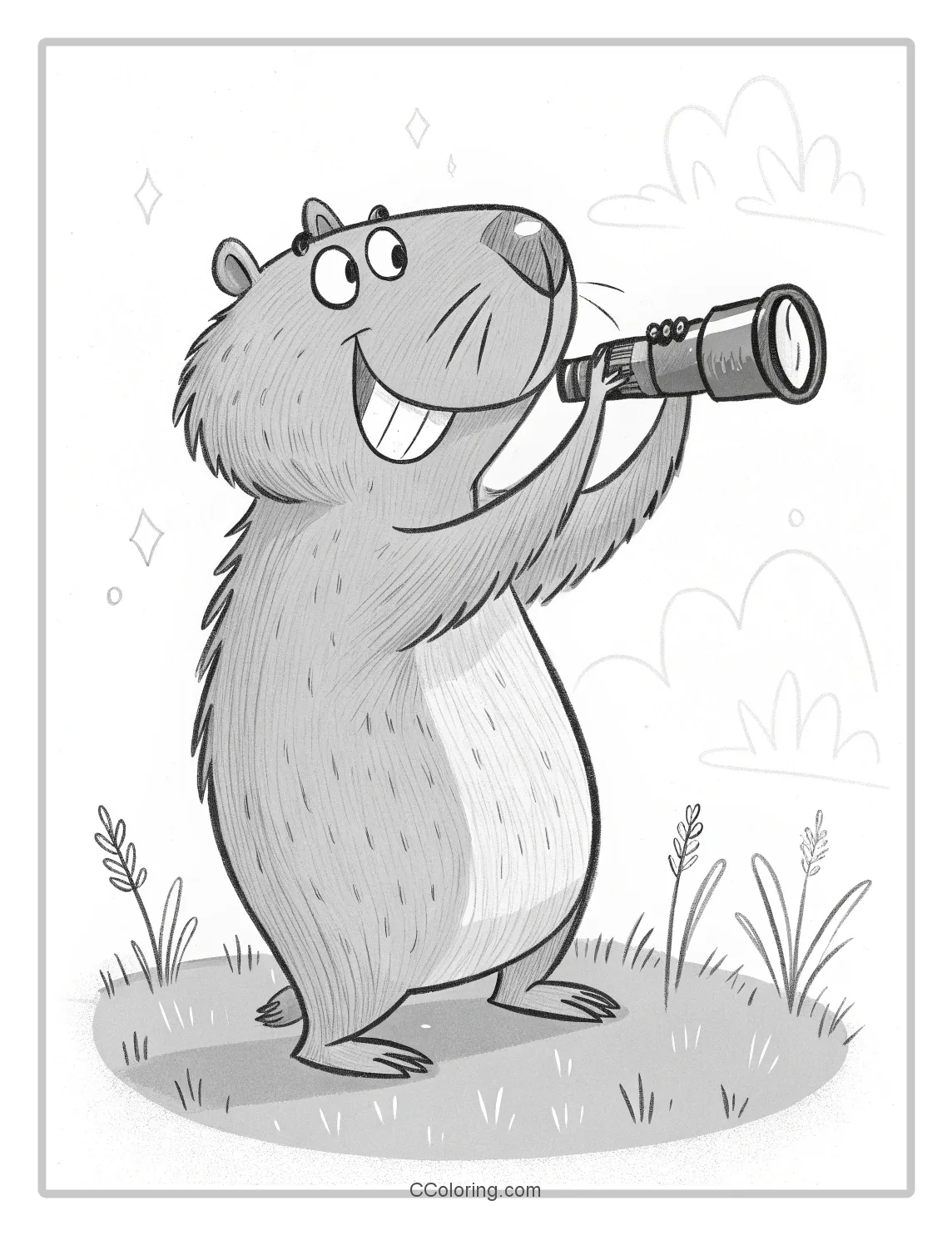 Capybara coloring pages telescope