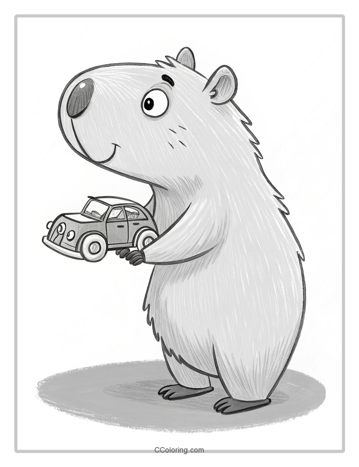 Capybara coloring pages toy car