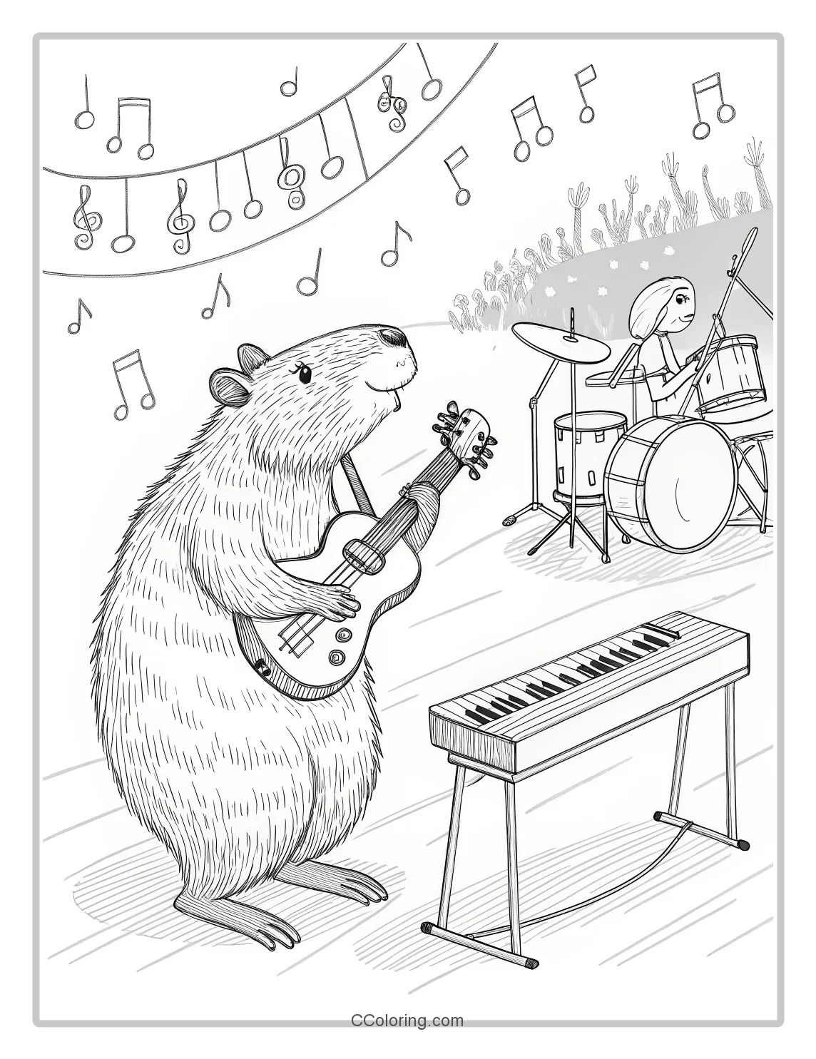 Capybara in a Music Concert  cheering crowd