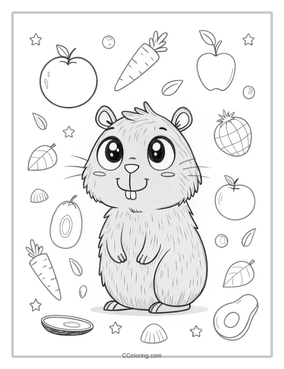 Cartoon A capybara coloring pages cute