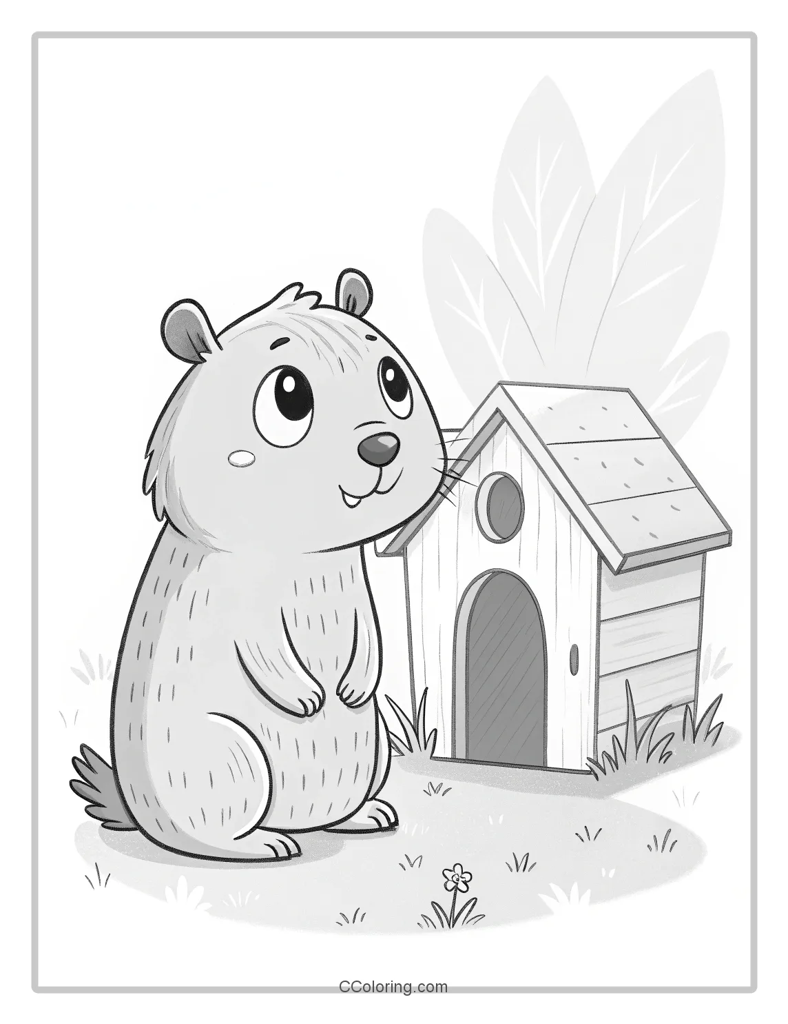 Cartoon A capybara coloring pages with a cute face
