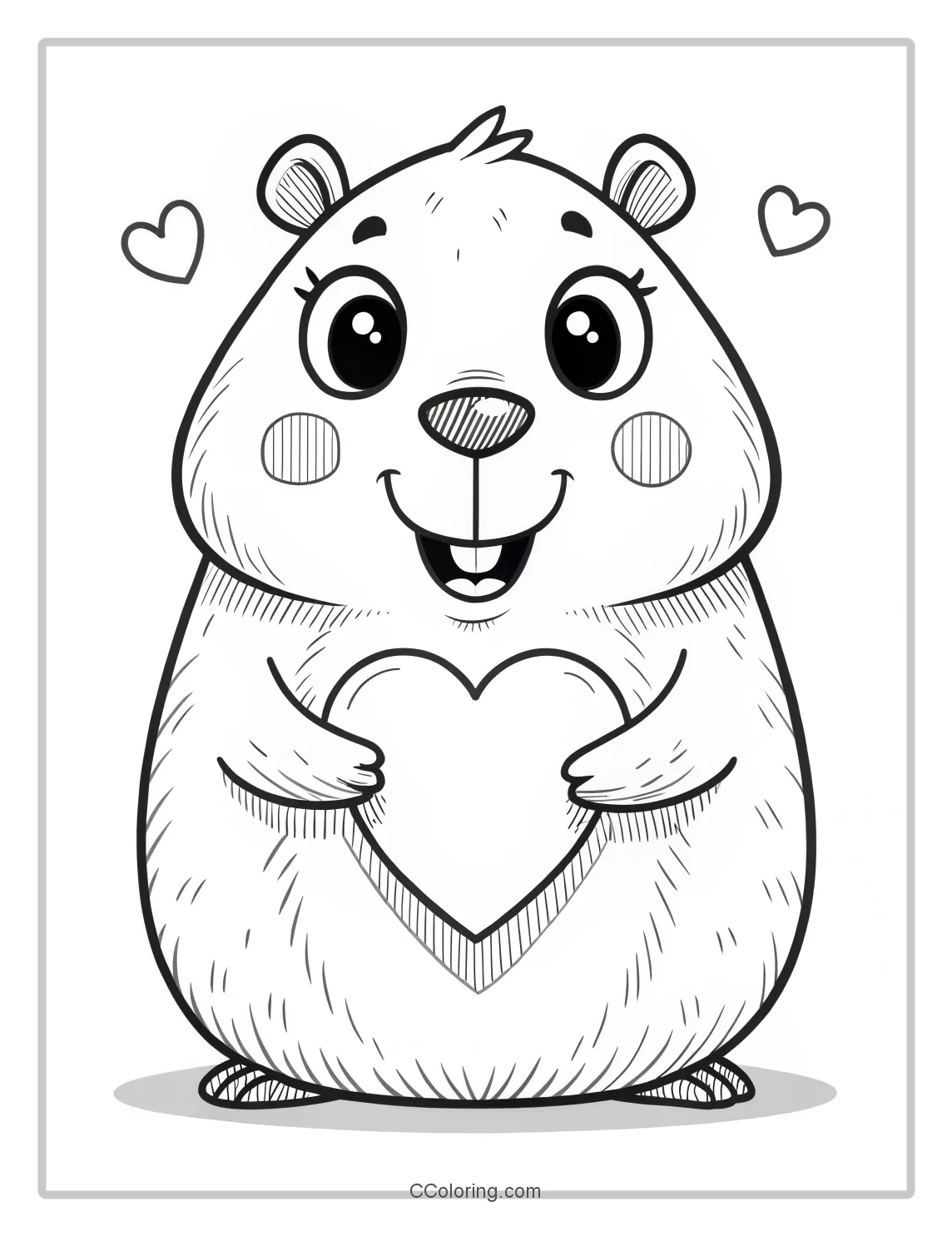 Cartoon Capybara coloring pages heart