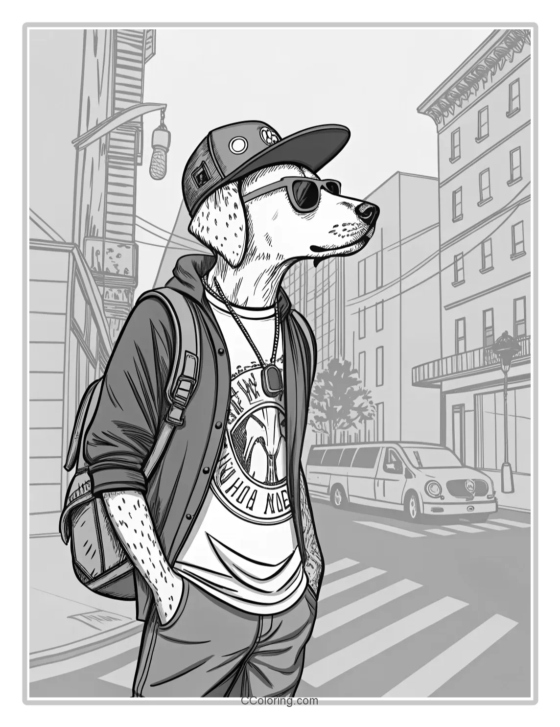 Puppies coloring pages High Contrast with Urban Streetwear