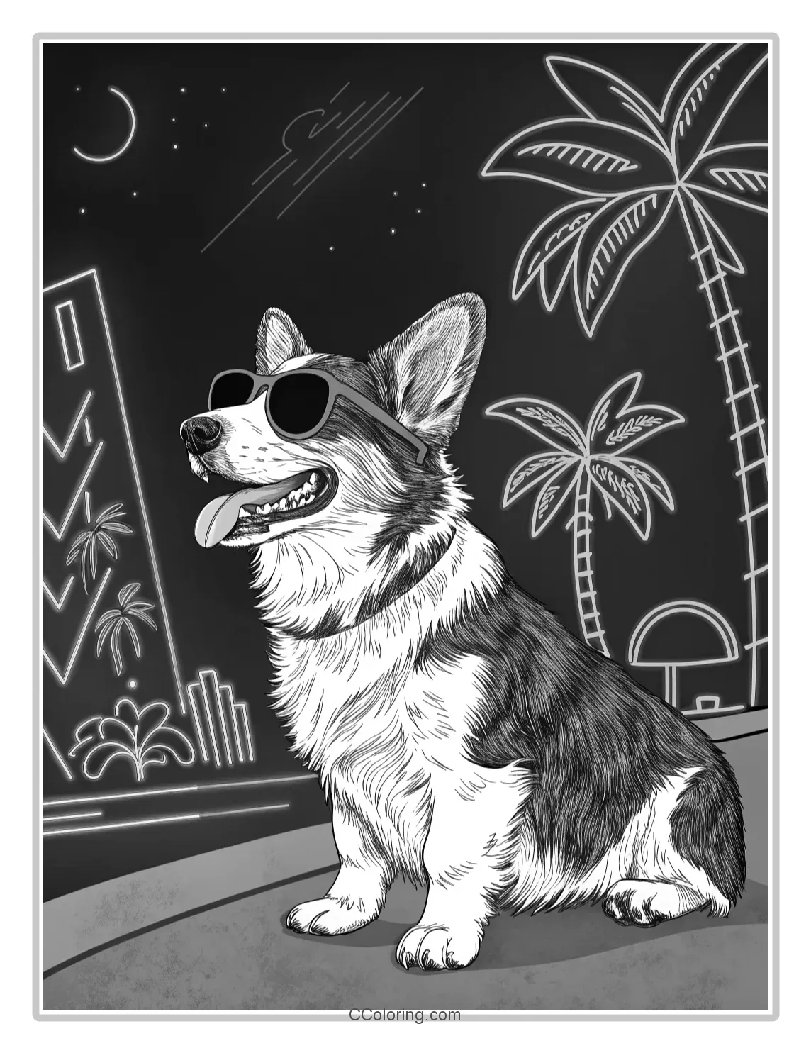Puppies coloring pages Neon Lights