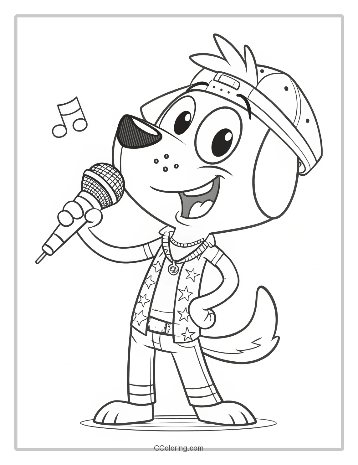Puppies coloring pages with Microphones