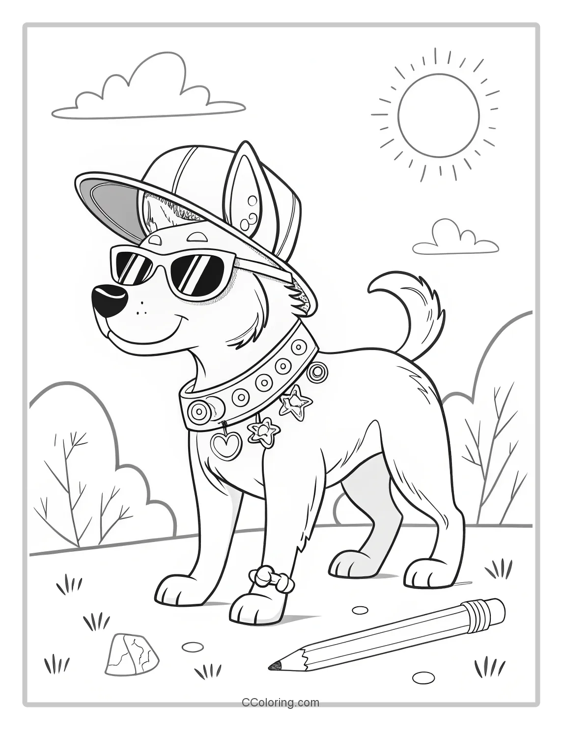 Puppies coloring pages with Trendy Accessories
