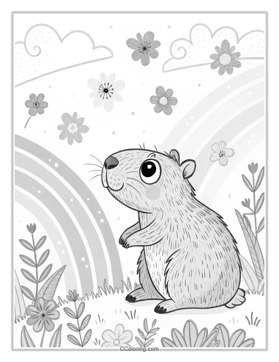 Cute Capybara coloring pages beautiful