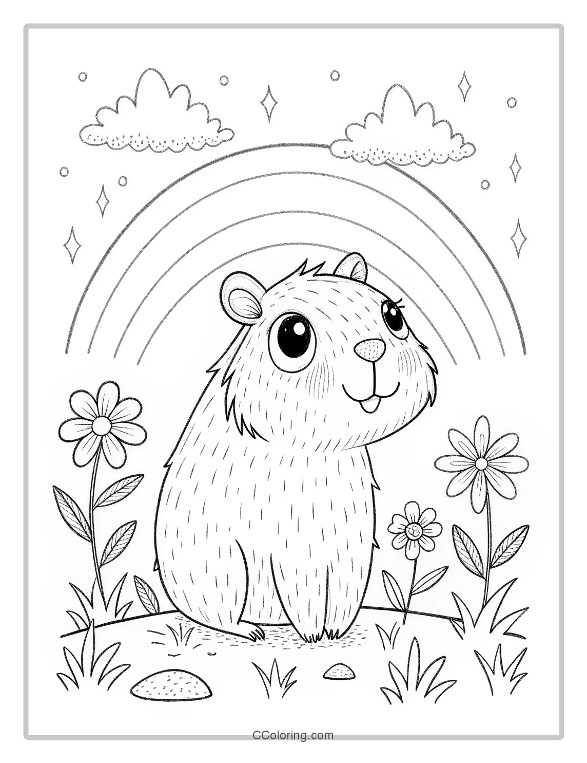 Cute Capybara coloring pages with Big Eyes