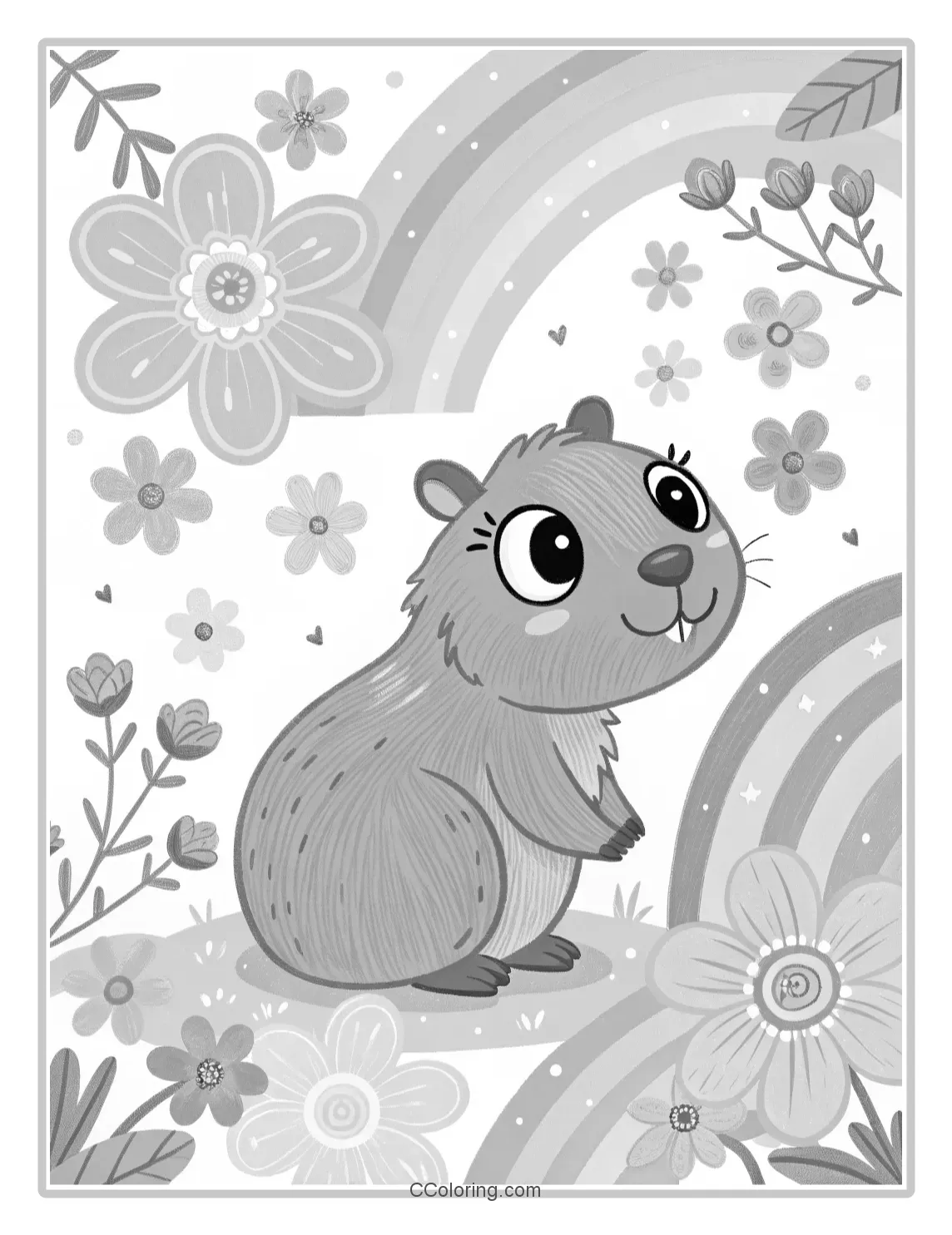 Cute and Colorful Capybara coloring pages