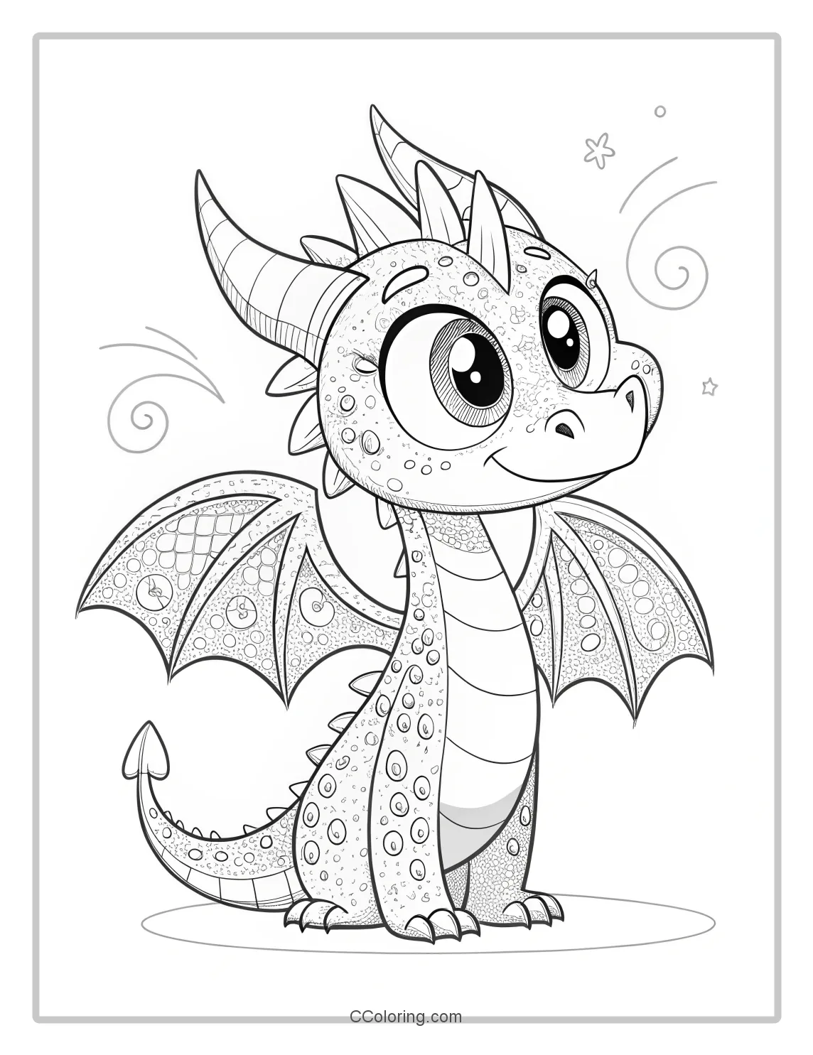 Cute dragon coloring page