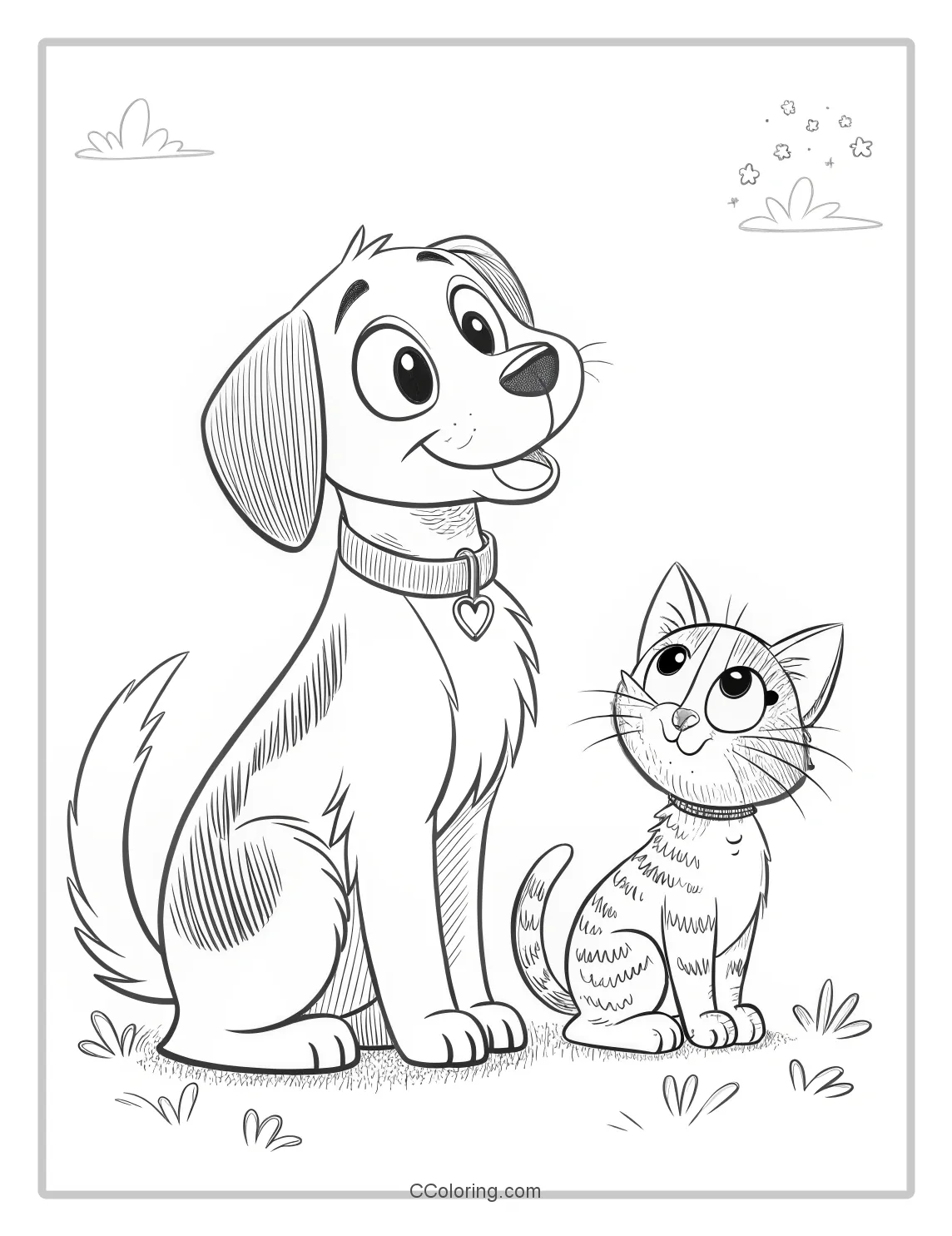 Dog and Cat Coloring Pages Adorable Friends