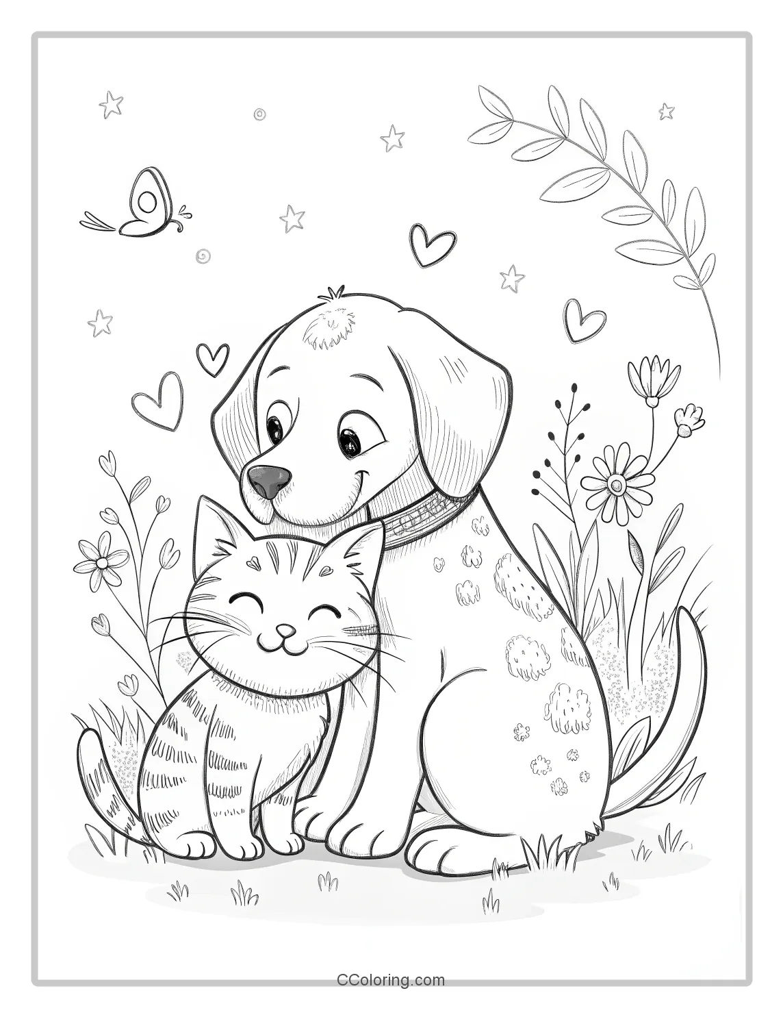 Dog and Cat Coloring Pages