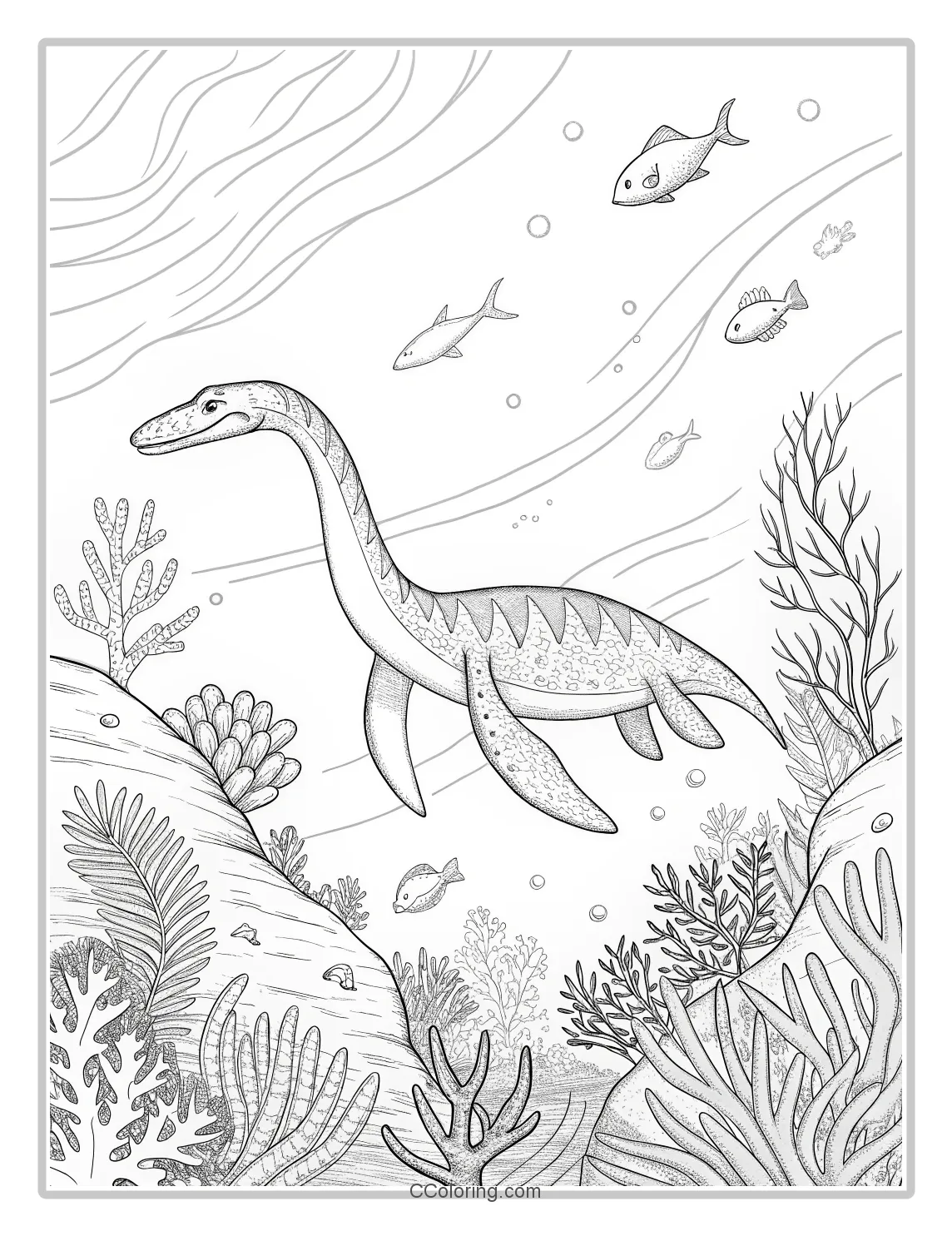 Dragon Plesiosaurus swimming in the ocean
