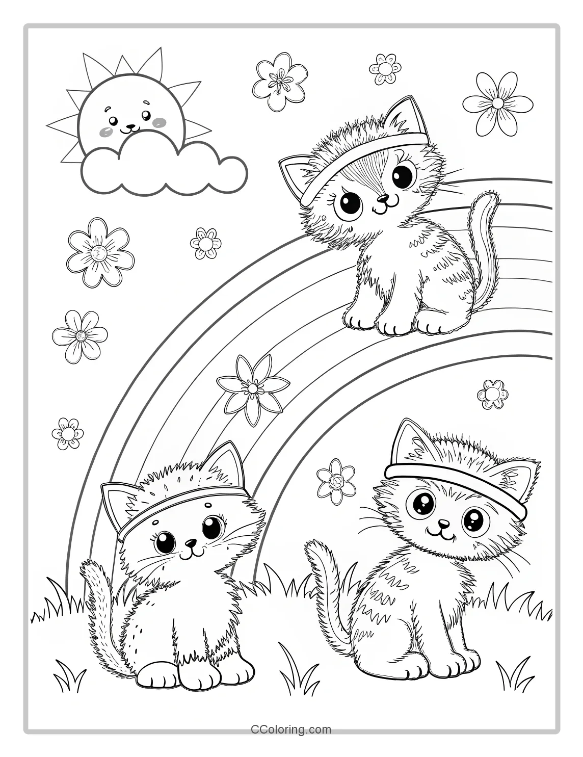 Kitten Coloring Pages and 70s Retro Charm