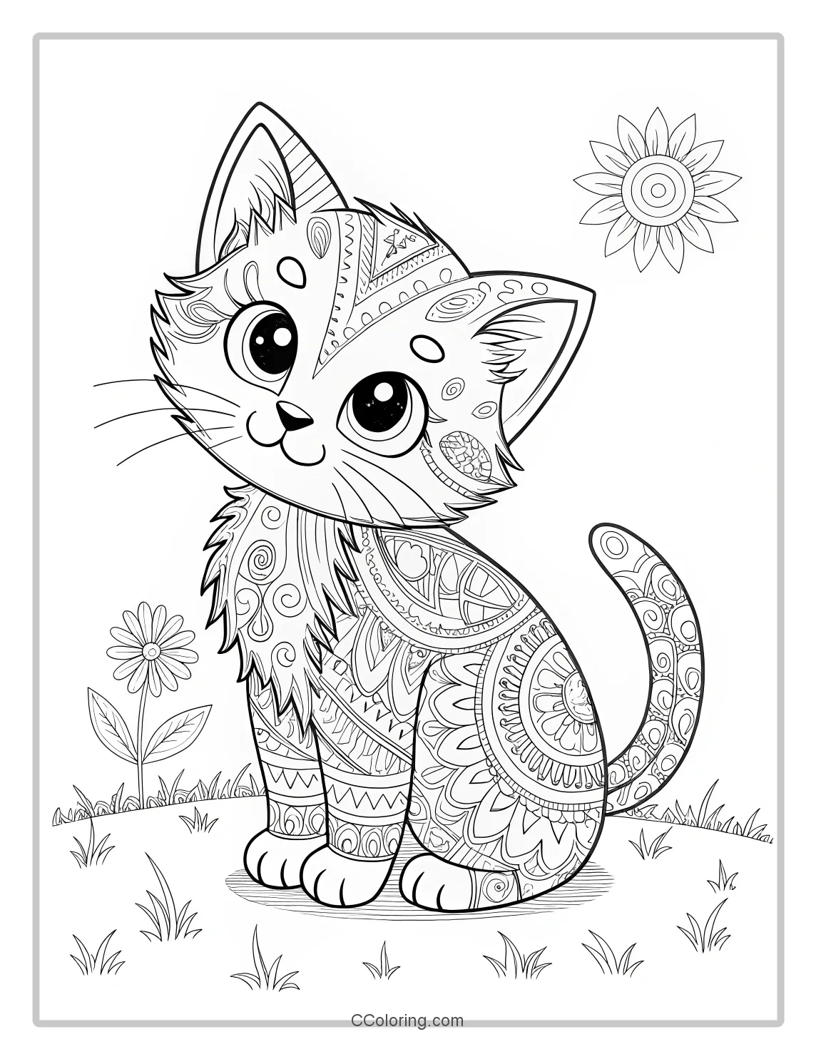 Kitten Coloring Pages in Monochrome