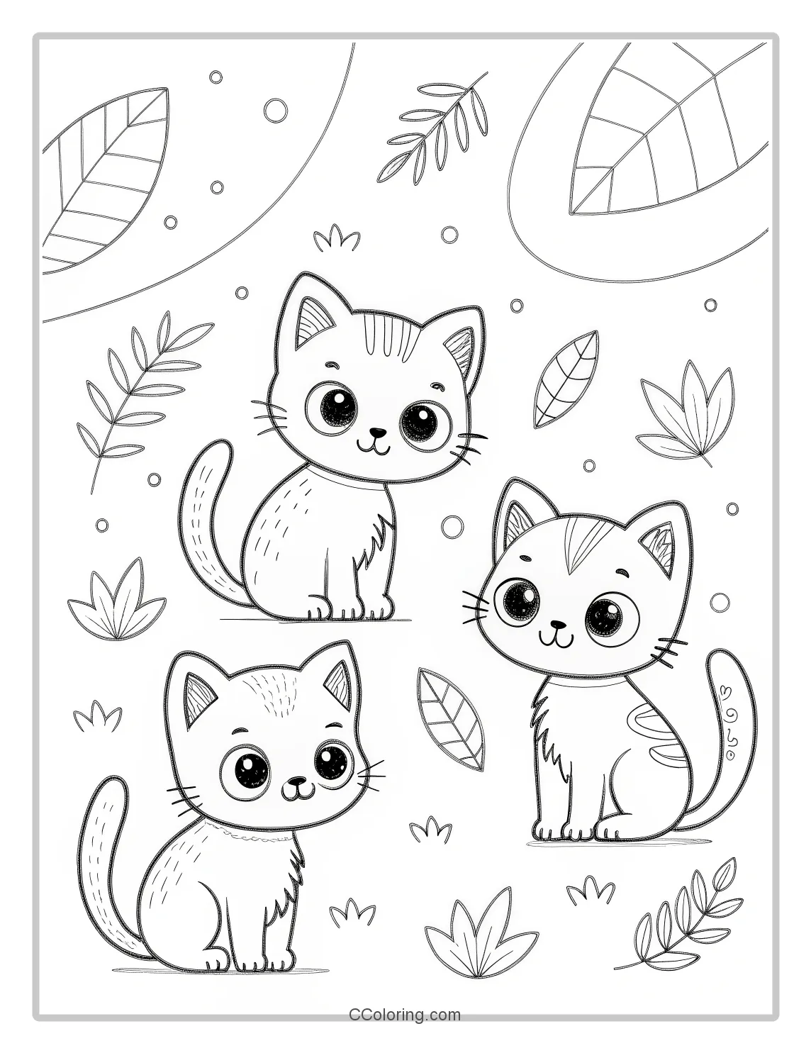 Kitten Coloring Pages with Abstract Shapes