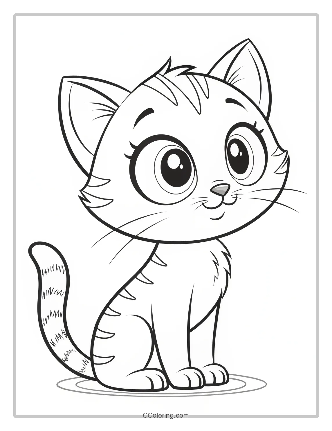 Kitten Coloring Pages with Curved