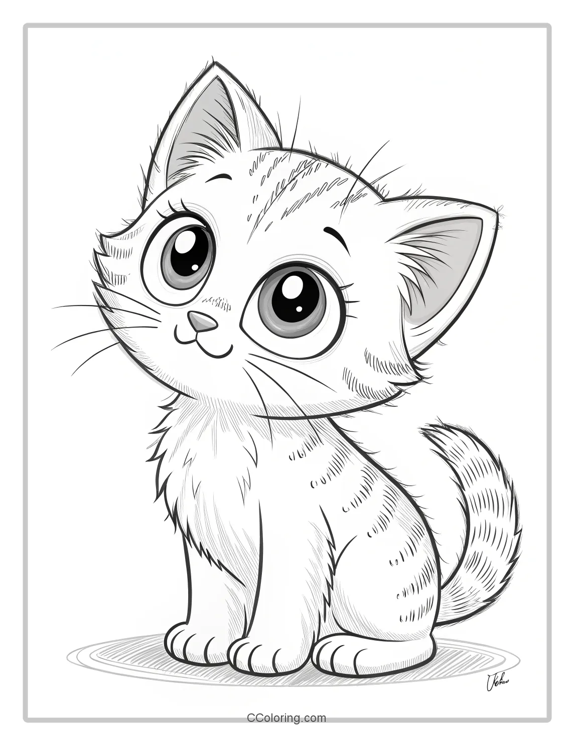 Kitten Coloring Pages with Doodle