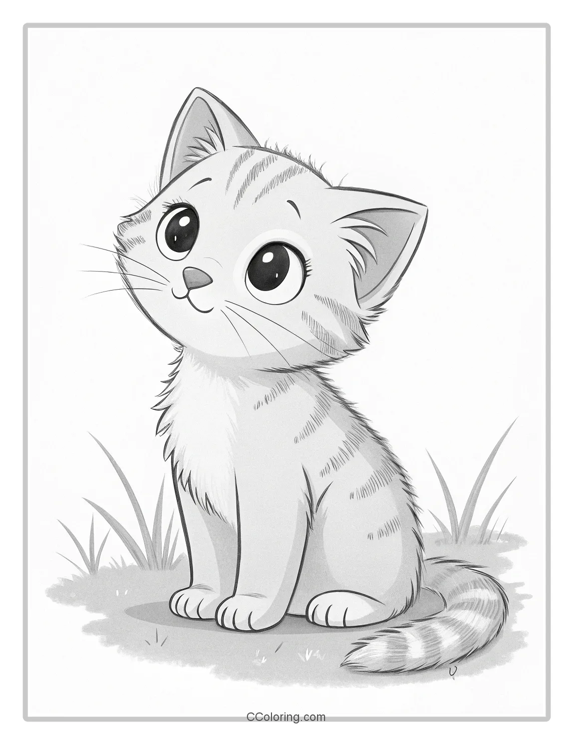 Kitten Coloring Pages with Minimalist Soft Tones