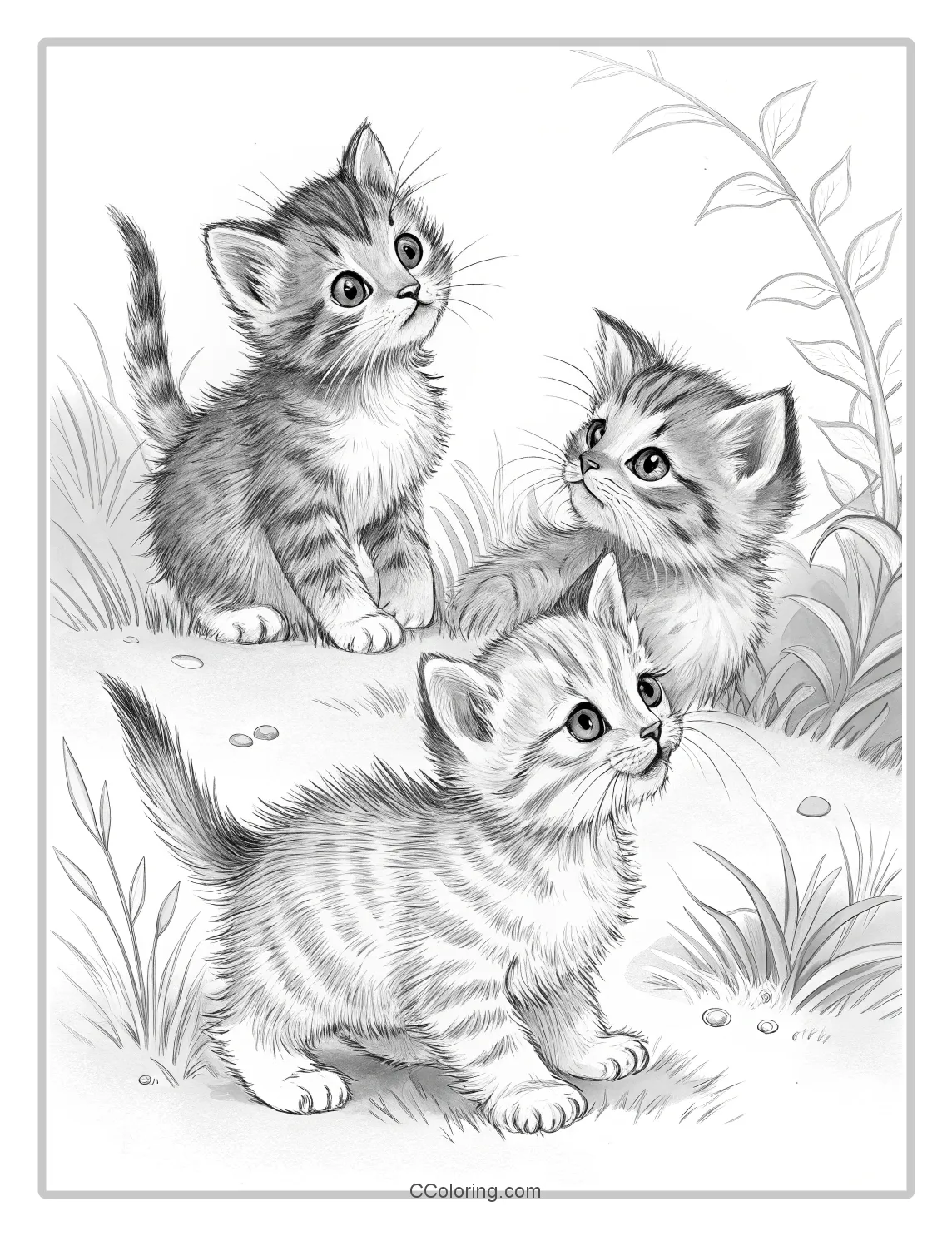 Kitten Coloring Pages with Mixed Sheer Effects