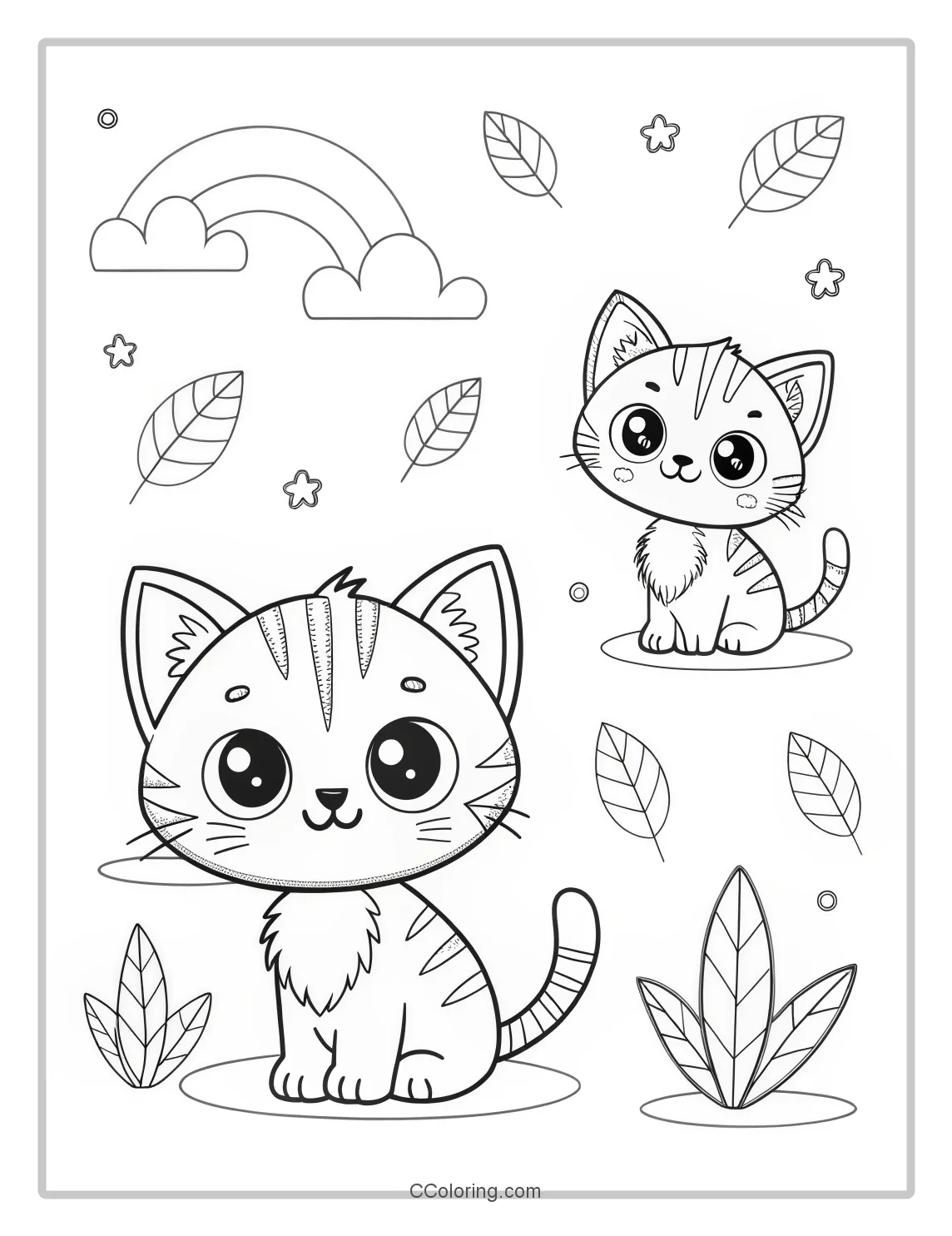 Kitten Coloring Pages with Shapes