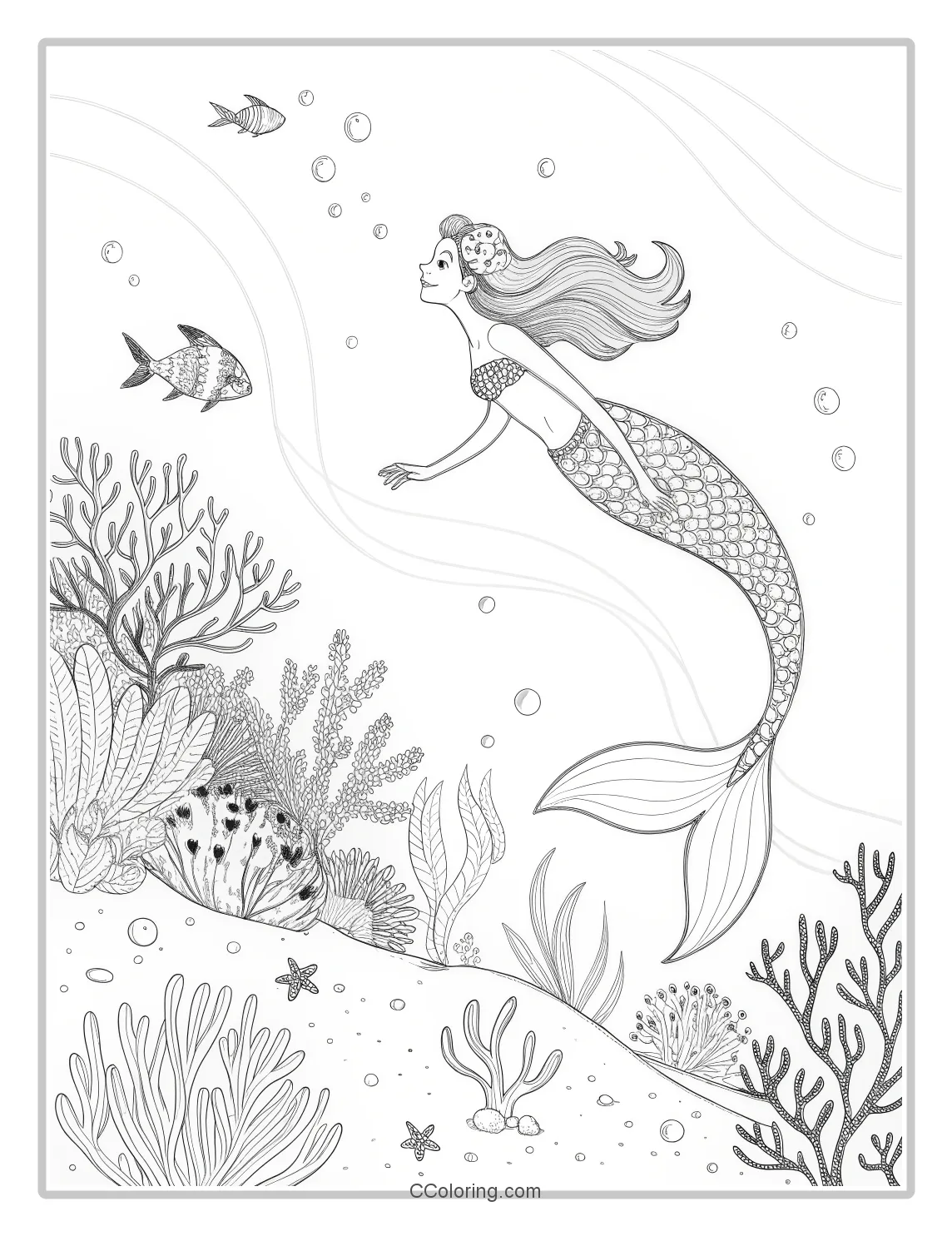 Mermaid Coloring Pages and Coral Reefs