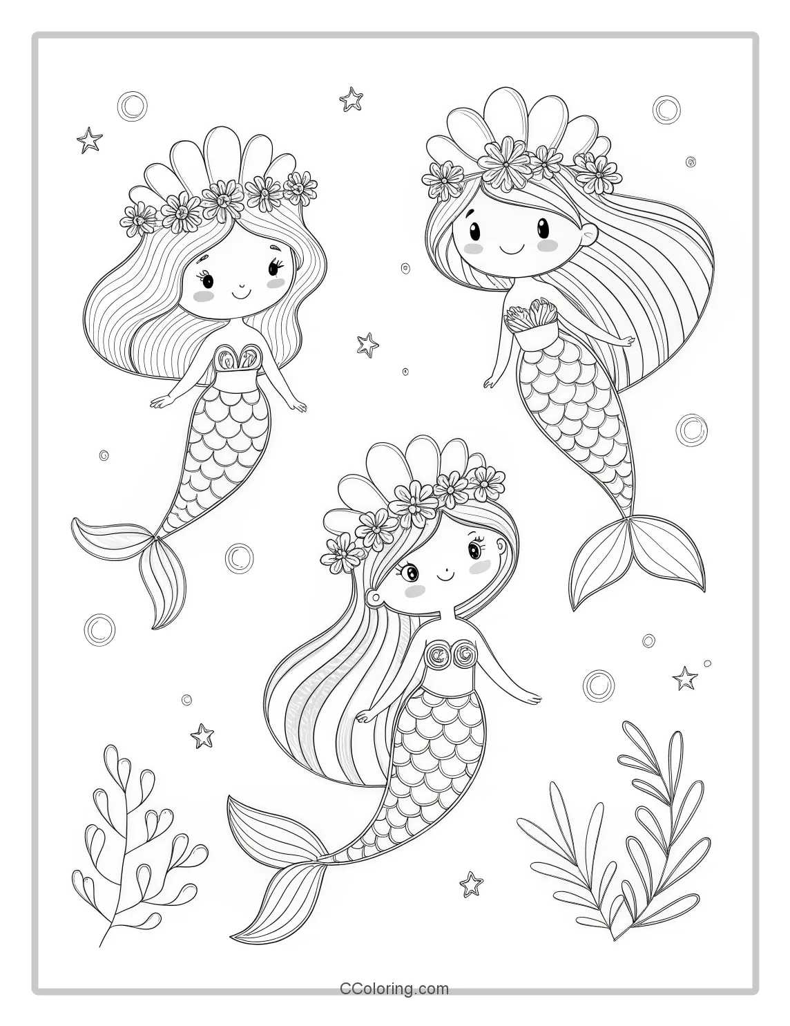 Mermaid Coloring Pages and Shell Crowns