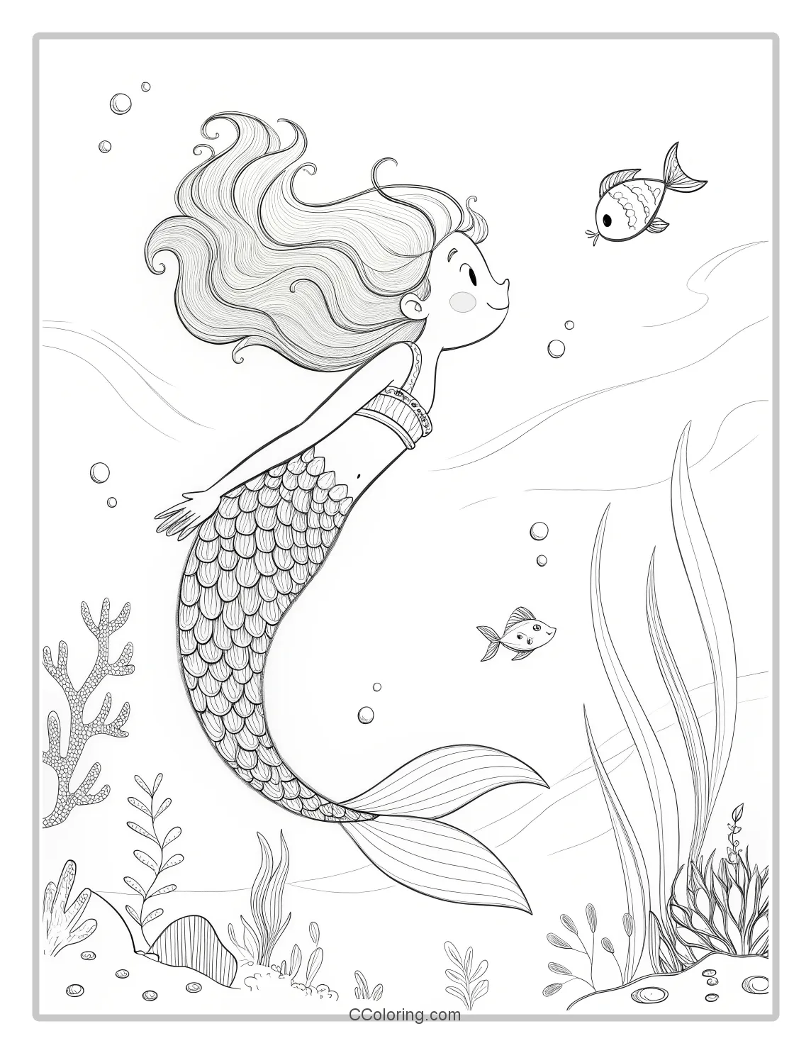 Mermaid Coloring Pages with Scales