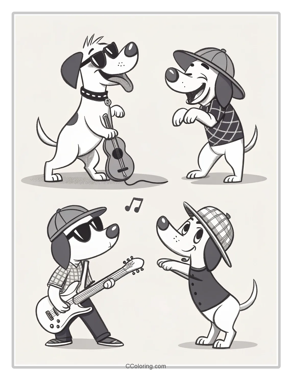 Monochrome Cool Dog Scenes
