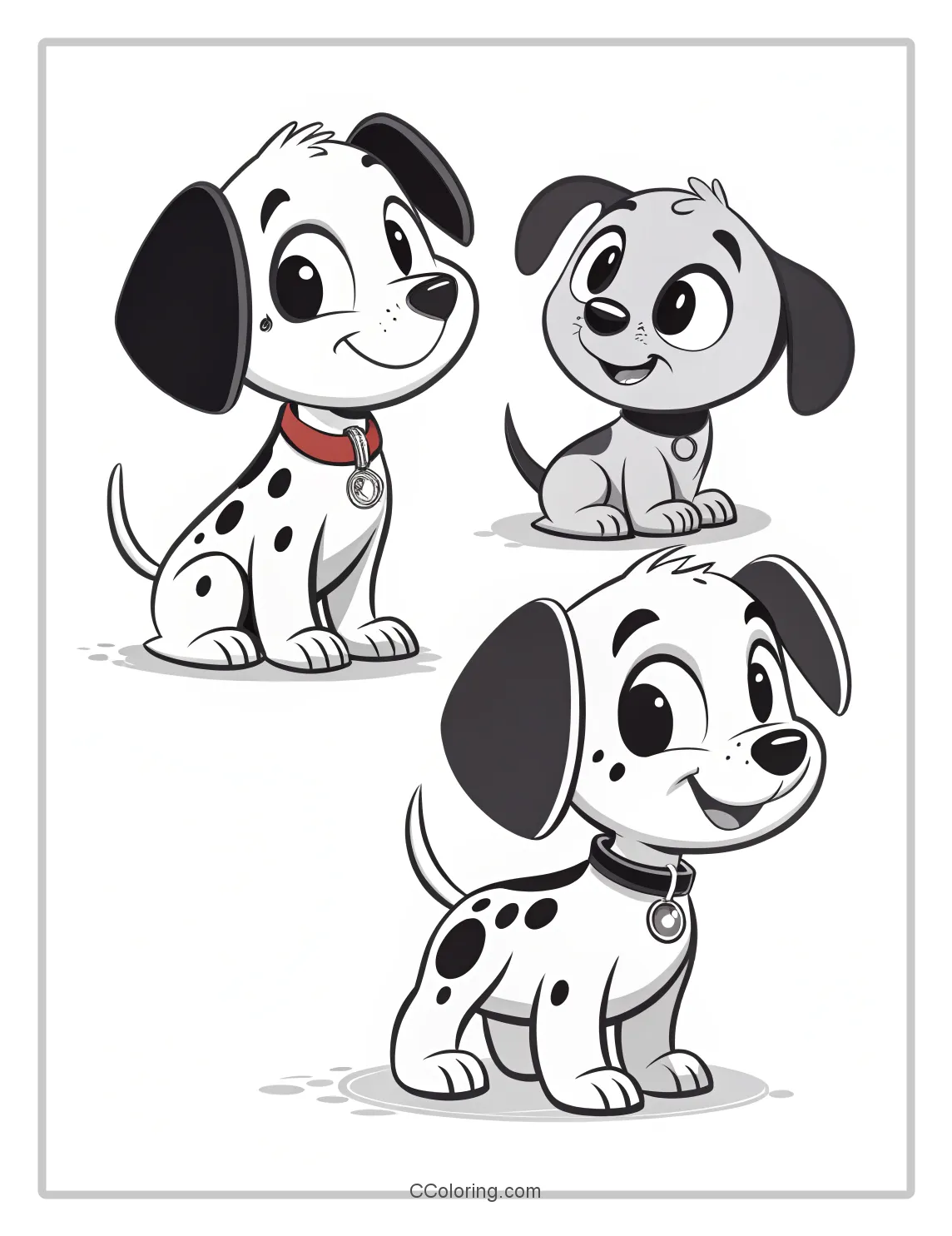 Puppies coloring pages Classic Characters with Simple  Bold Outlines
