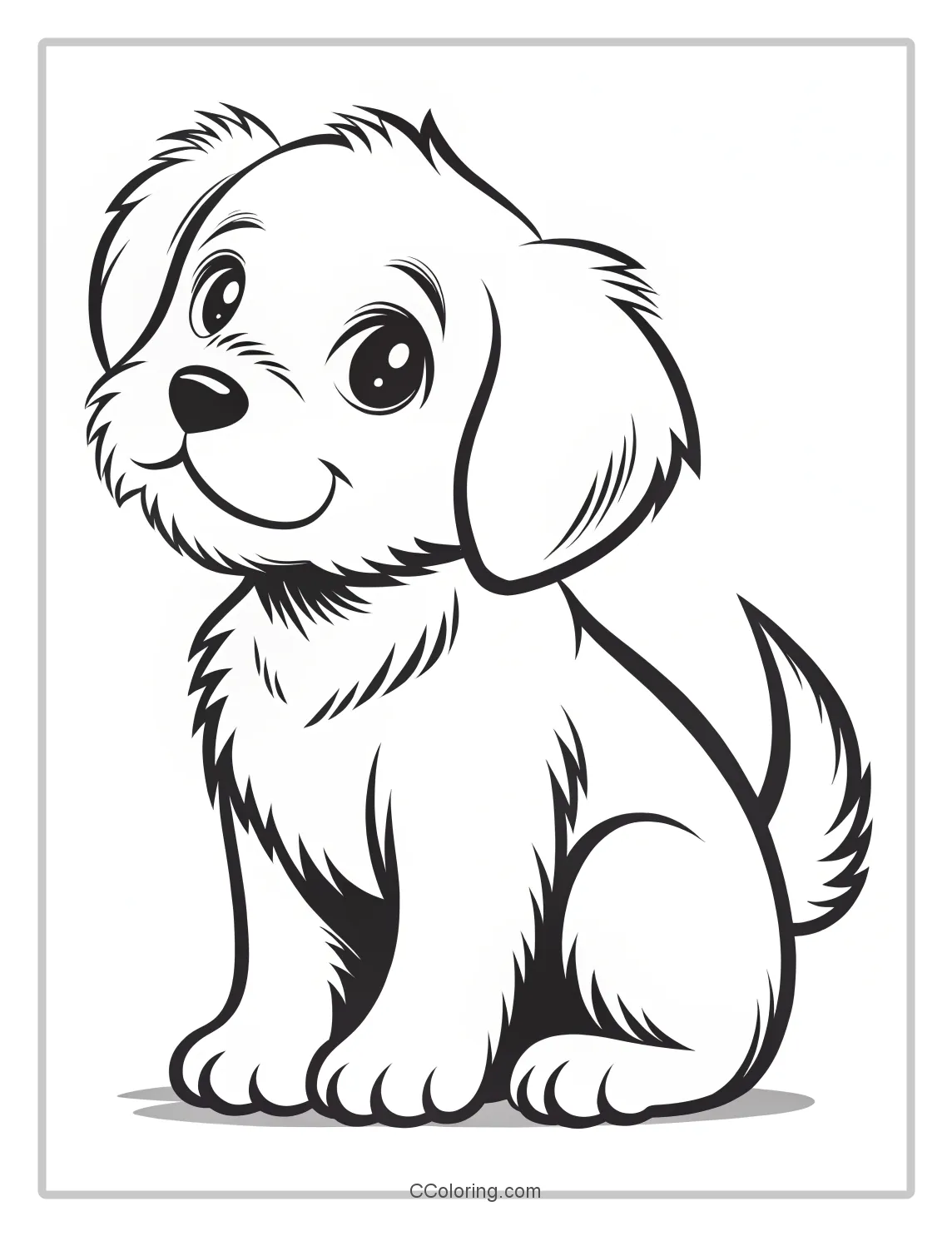 Puppies coloring pages Single Puppy with Simple  Elegant Outlines