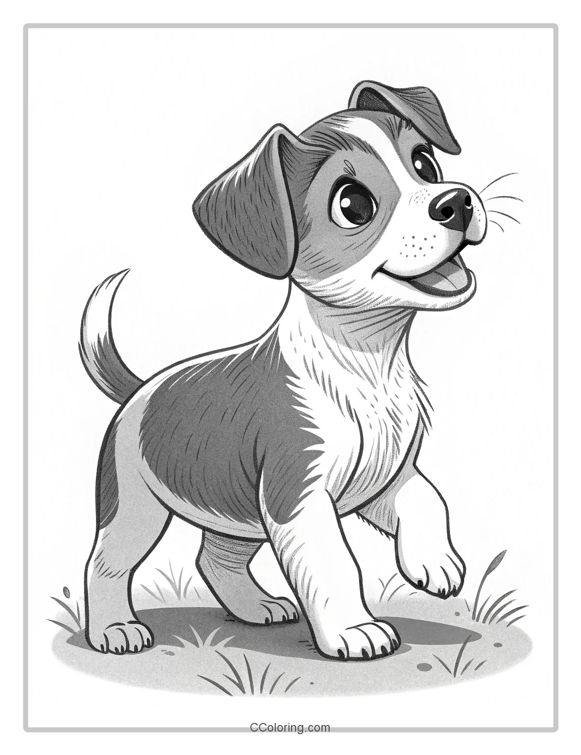 Monochrome Puppy Scenes Single Puppy with Retro Inspired Poses