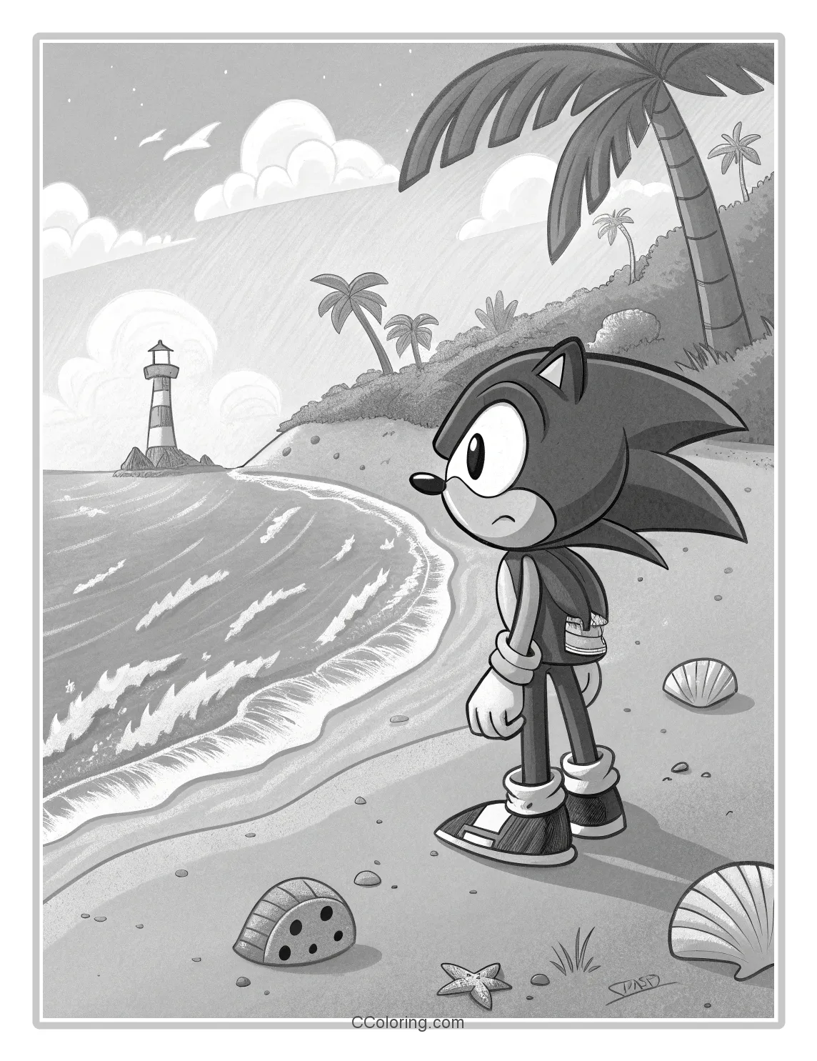 Monochrome Sonic Pages Beach Elements
