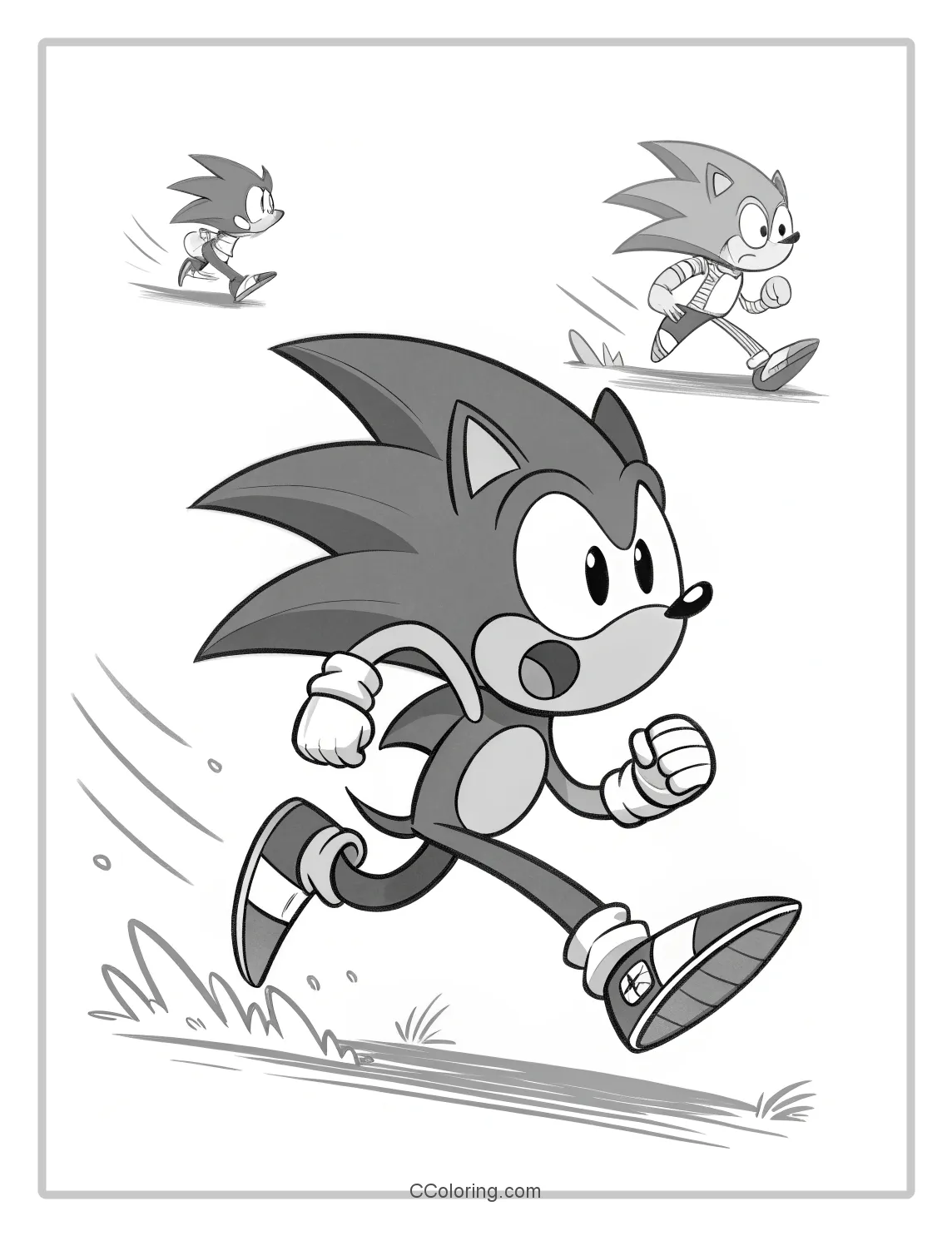 Monochrome Sonic Pages Black and White  Classic  High Speed Action with Simple Poses