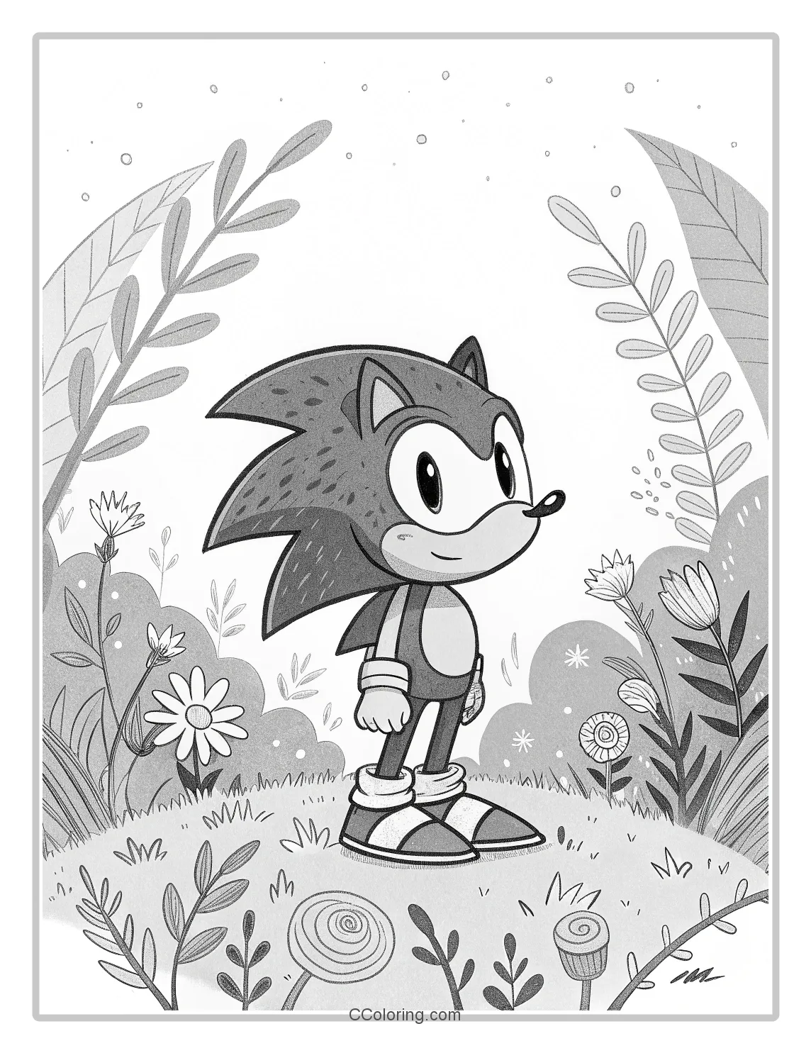 Monochrome Sonic Pages Classic Character Botanical Elements