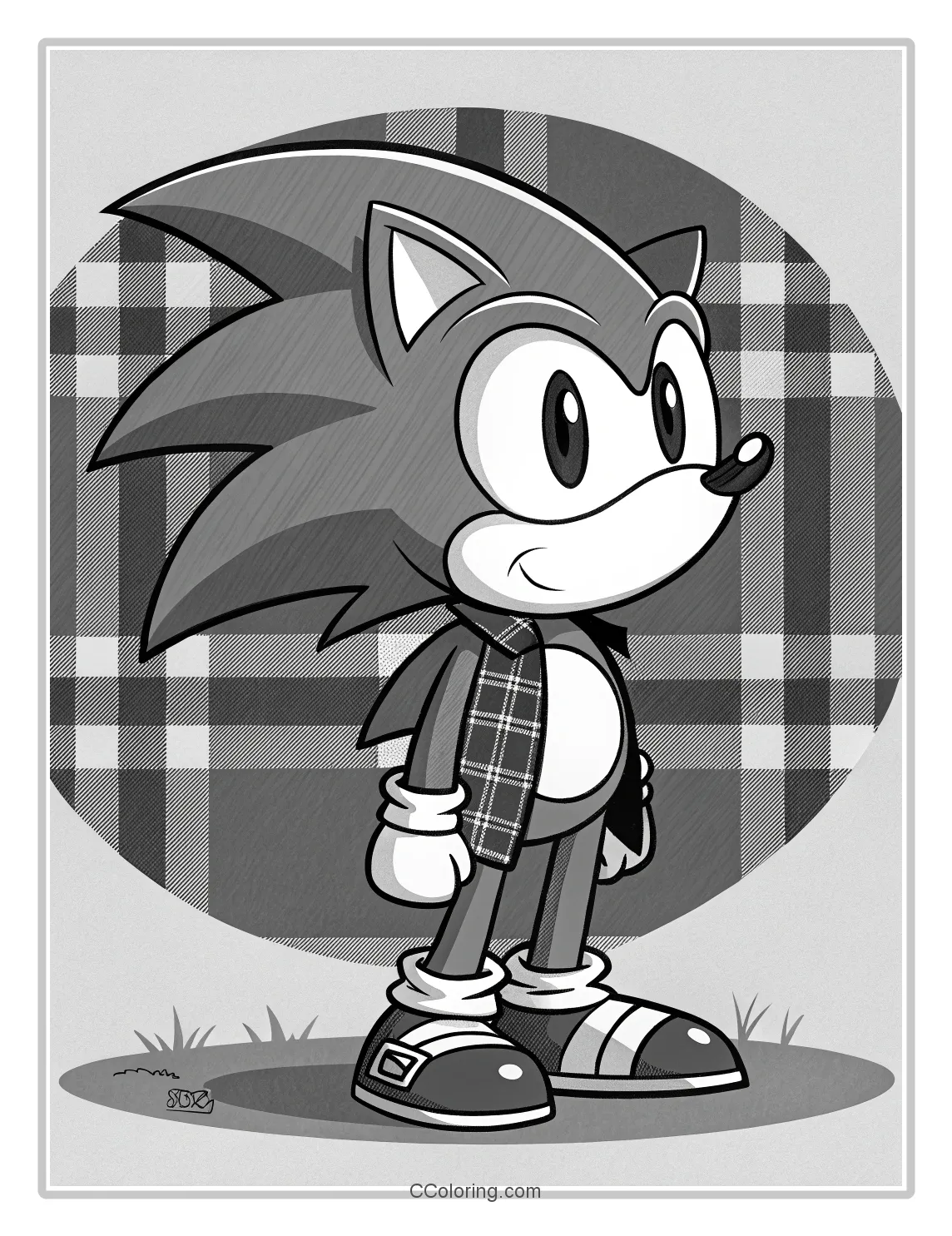 Monochrome Sonic Pages Simple  High Contrast with Plaid Elements