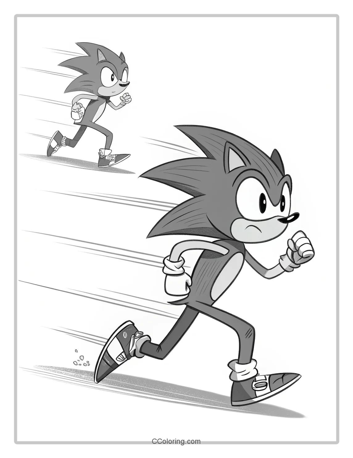 Monochrome Sonic Scenes Action Packed Stances with Speed Lines