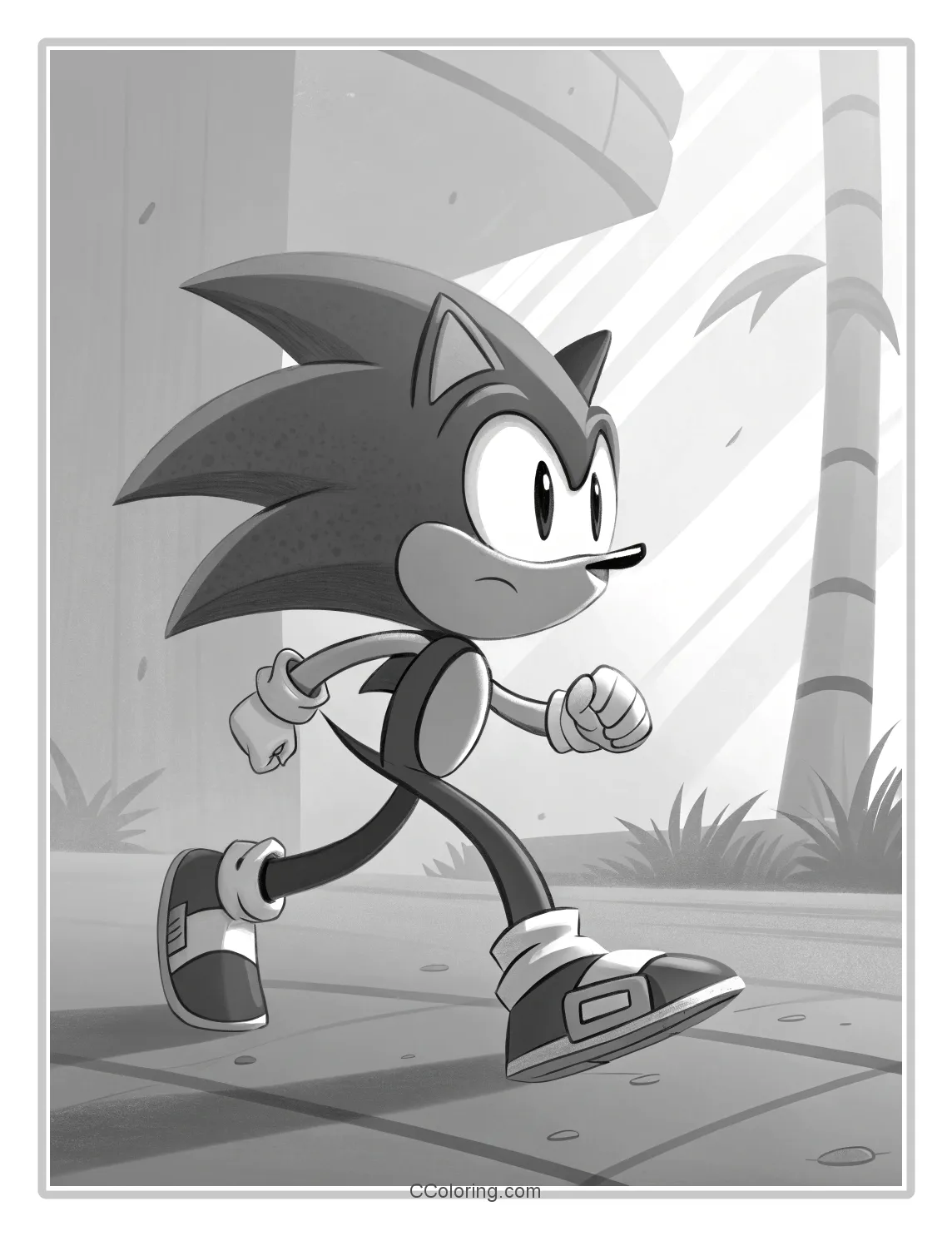 Monochrome Sonic Scenes Classic Character with Modern  Streamlined Design